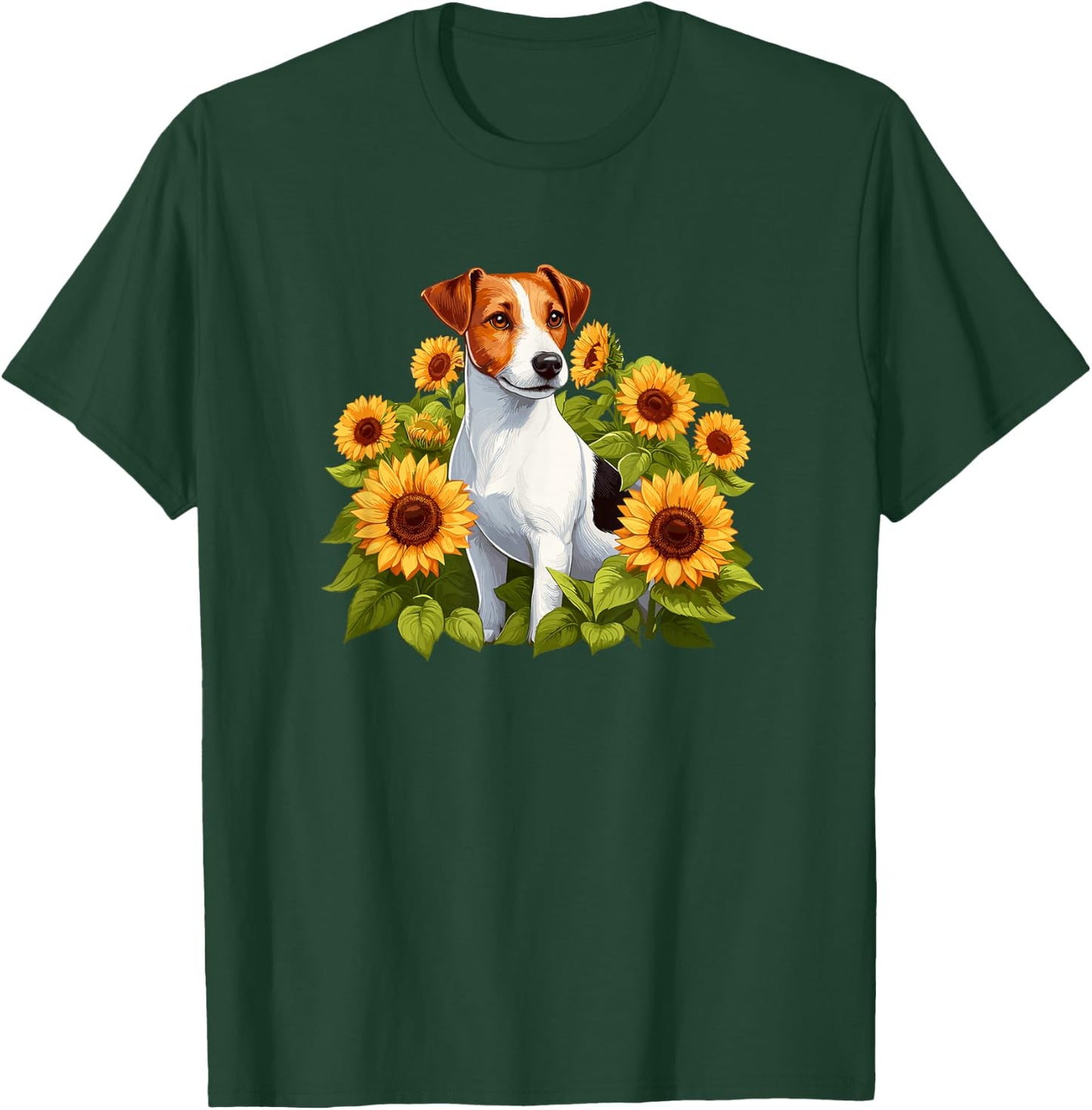 & Girls Lover Mom Sunflowers Jack Russell Terrier T-Shirt - T-Shirt | Forest