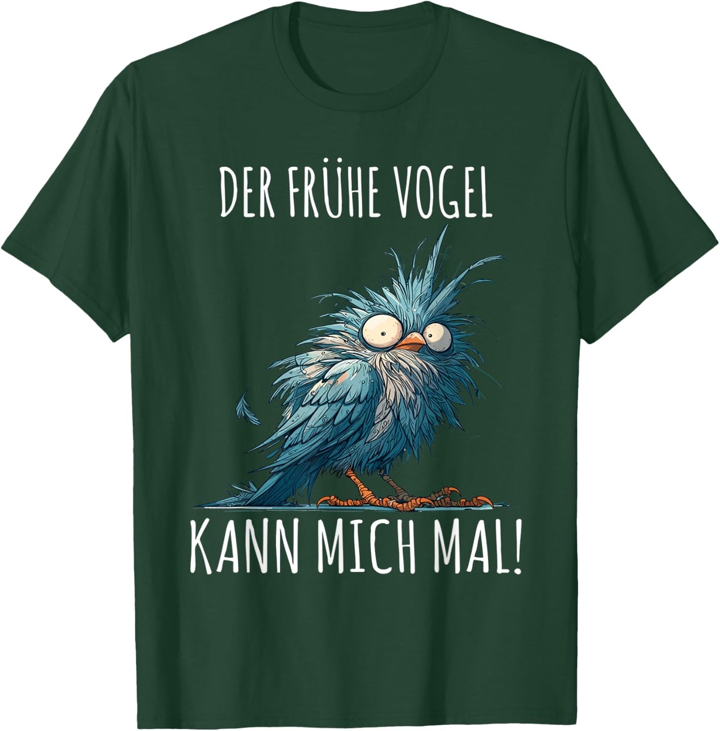 with German Text "Der Frühe Vogel Kann mich mal!", black T-Shirt - T-Shirt | Forest