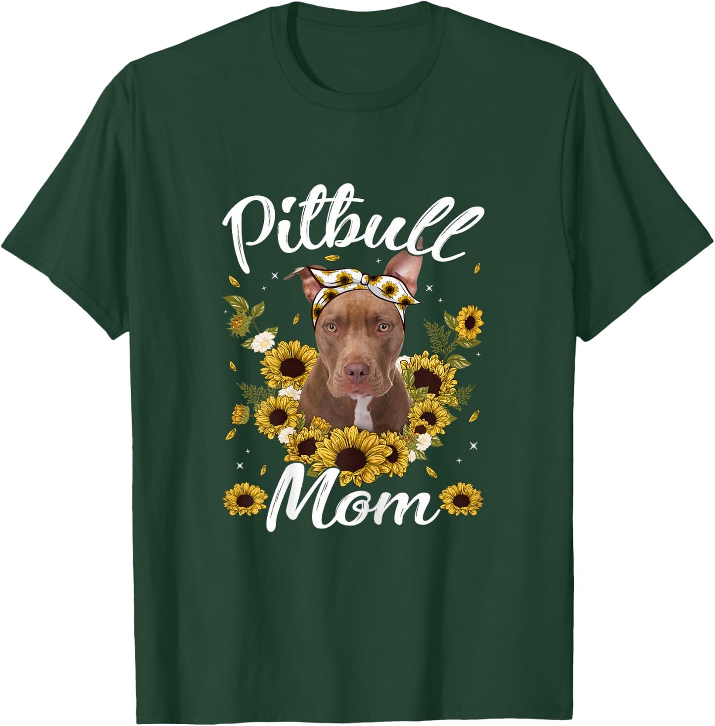 Cute Pitbull Mom Sunflower Dog Mom Mother's Day T-Shirt - T-Shirt | Forest