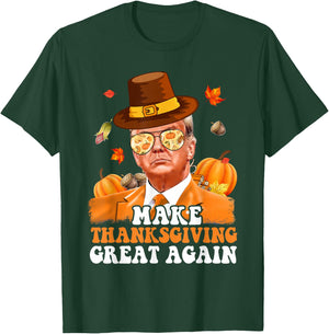 Make Thanksgiving Great Again Autumn Fall Leaves Trump Funny T-Shirt - T-Shirt | Forest