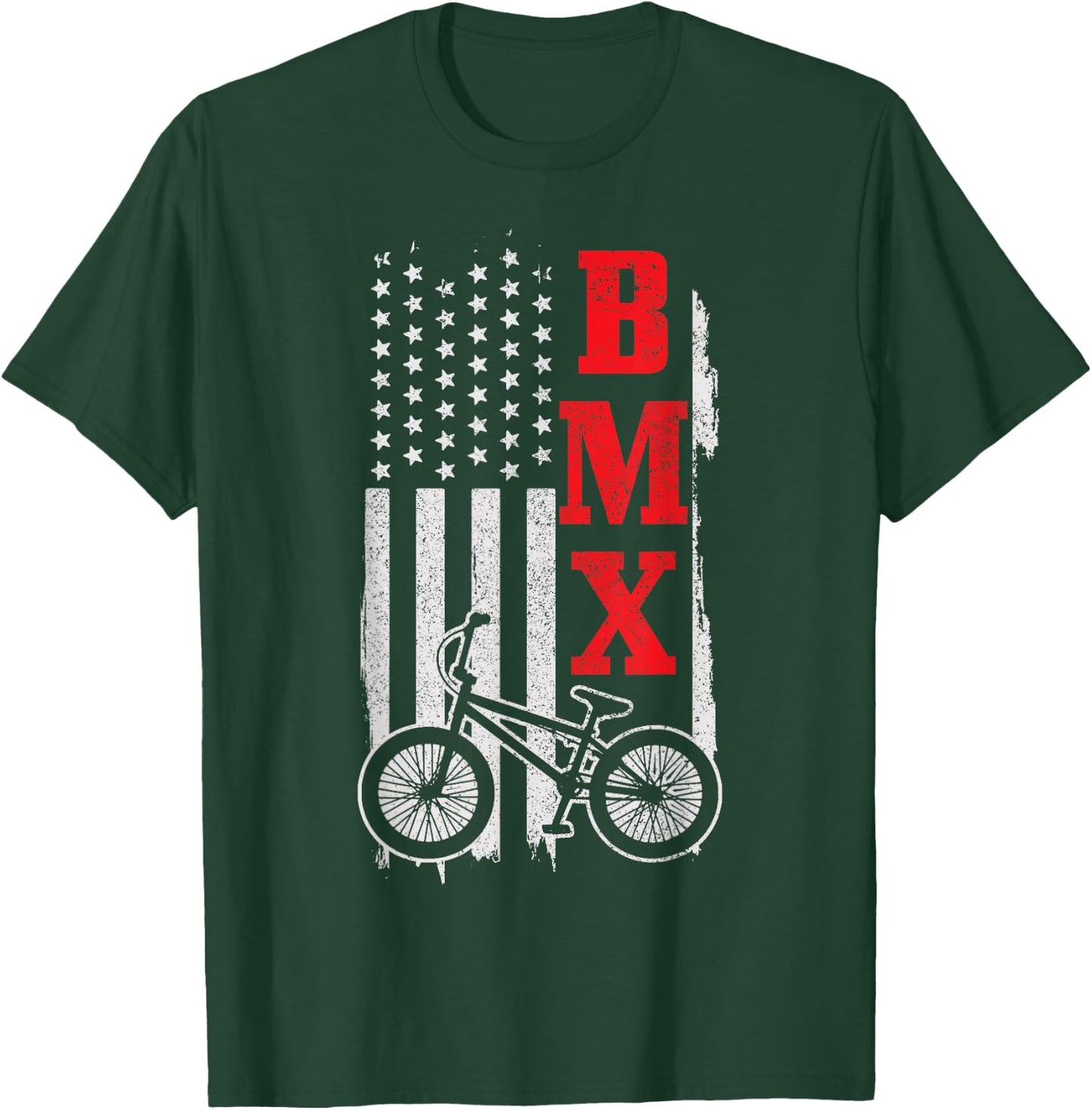 BMX American Flag Patriotic Bike T-Shirt - T-Shirt | Forest