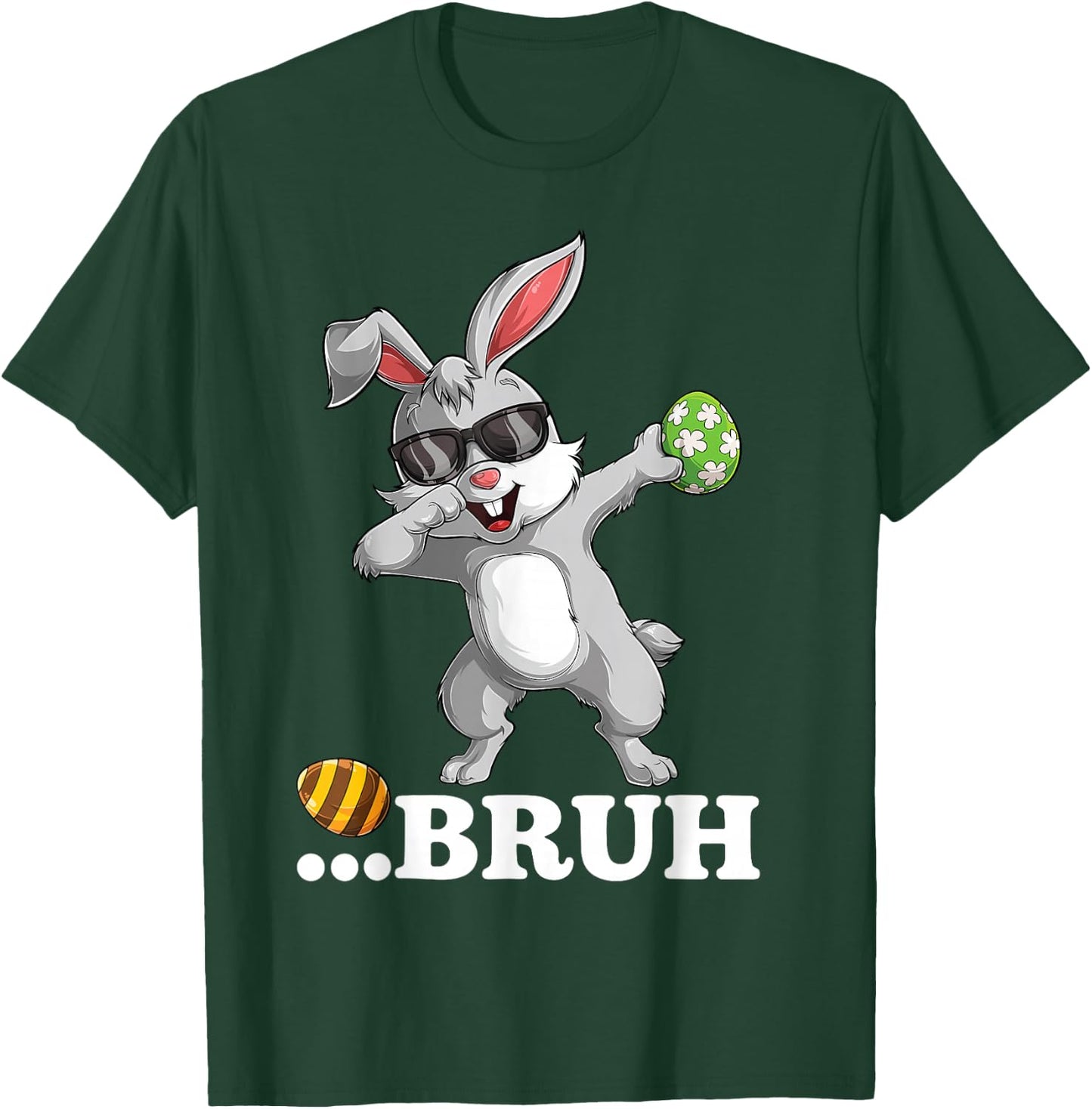 Bruh Dabbing Bunny Funny Kids Boys Easter Day T-Shirt - T-Shirt | Forest
