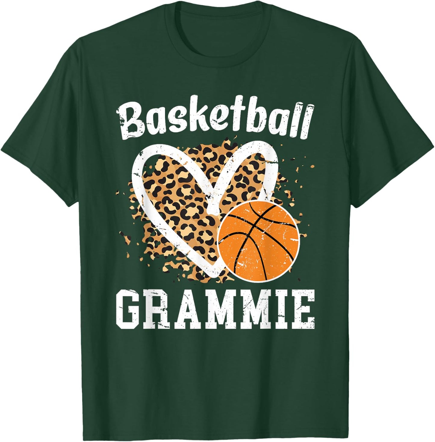 Basketball Grammie Leopard Grammie Of A Basketball Player T-Shirt - T-Shirt | Forest