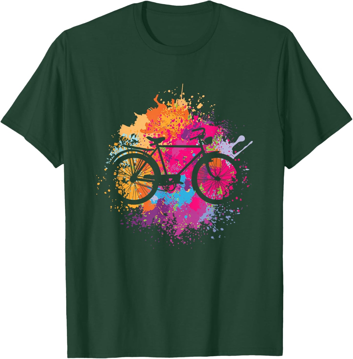 Vintage Bike with Splash Paint T-Shirt - T-Shirt | Forest