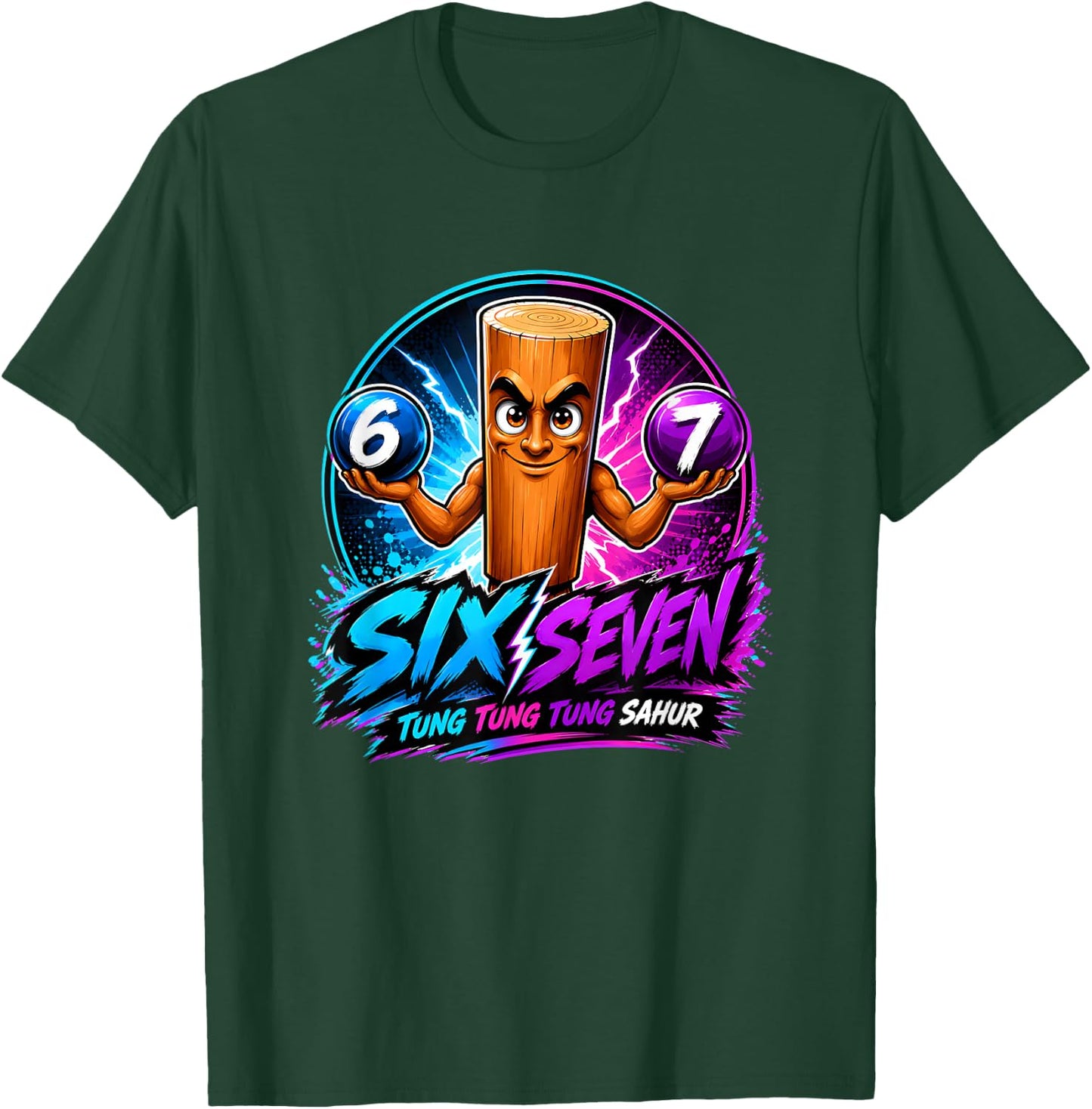 Six Seven Funny 67 Italian Brainrot 6-7 Tung Tung Tung Sahur T-Shirt - T-Shirt | Forest