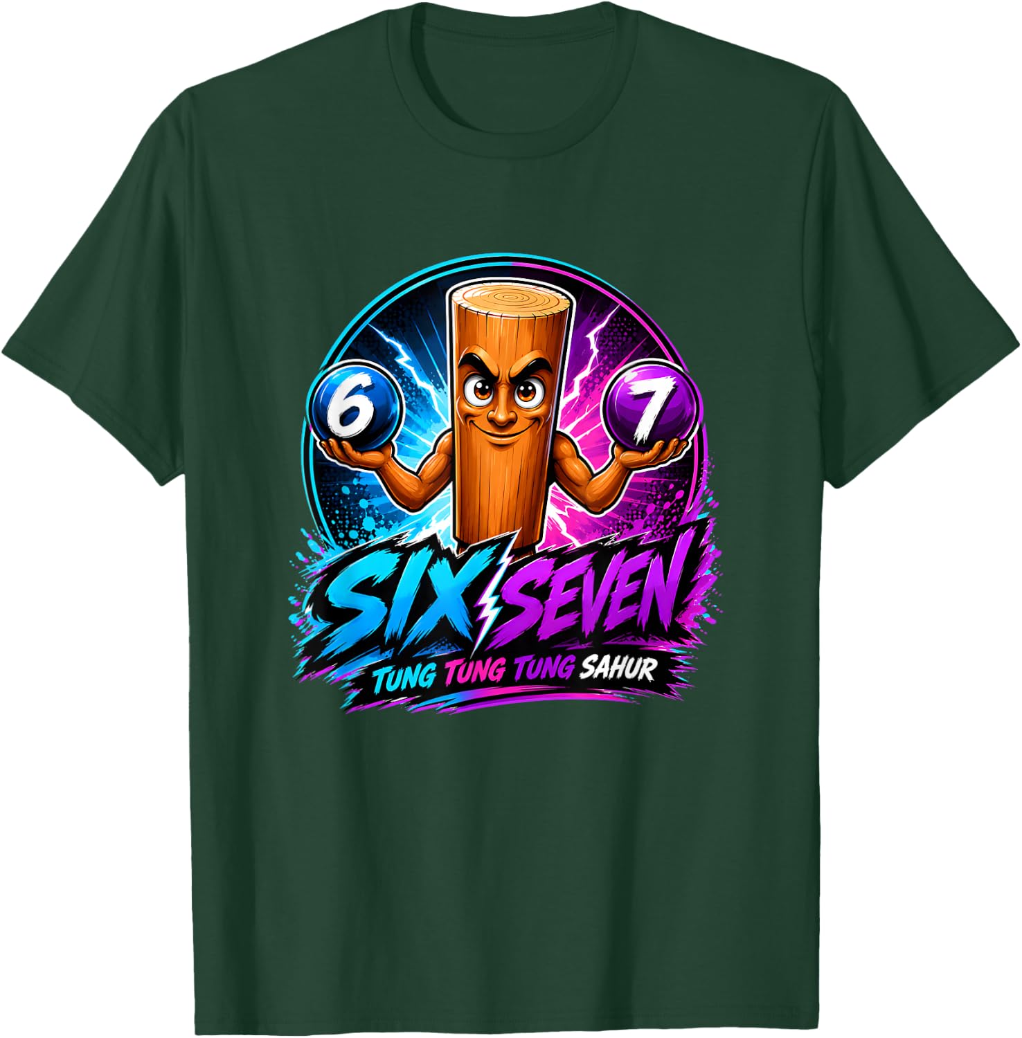 Six Seven Funny 67 Italian Brainrot 6-7 Tung Tung Tung Sahur T-Shirt - T-Shirt | Forest