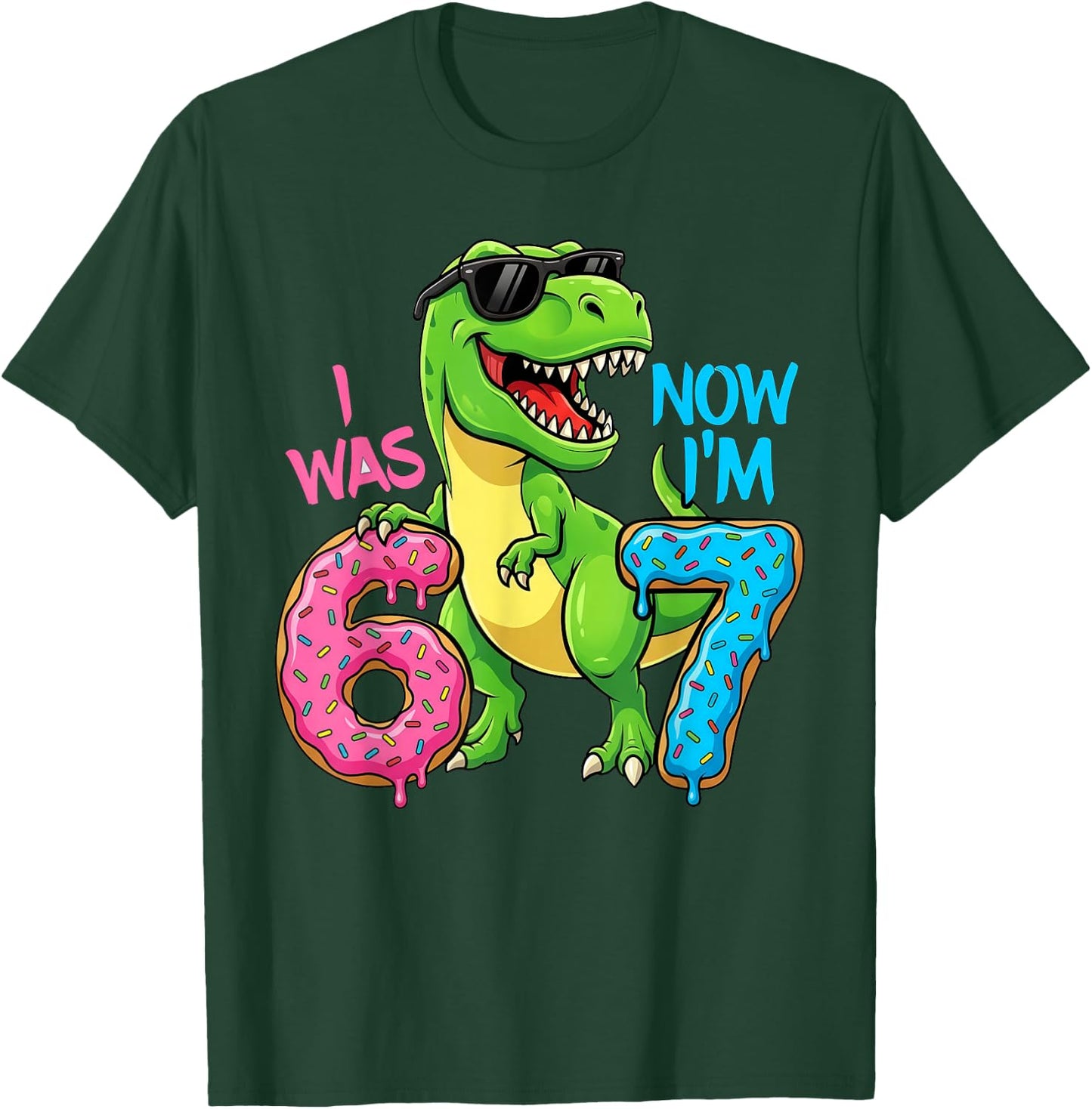 Ich war sechs, jetzt Bin ich Sieben, Dinosaurier 67, Meme, 7. Geburtstag T-Shirt - T-Shirt | Forest