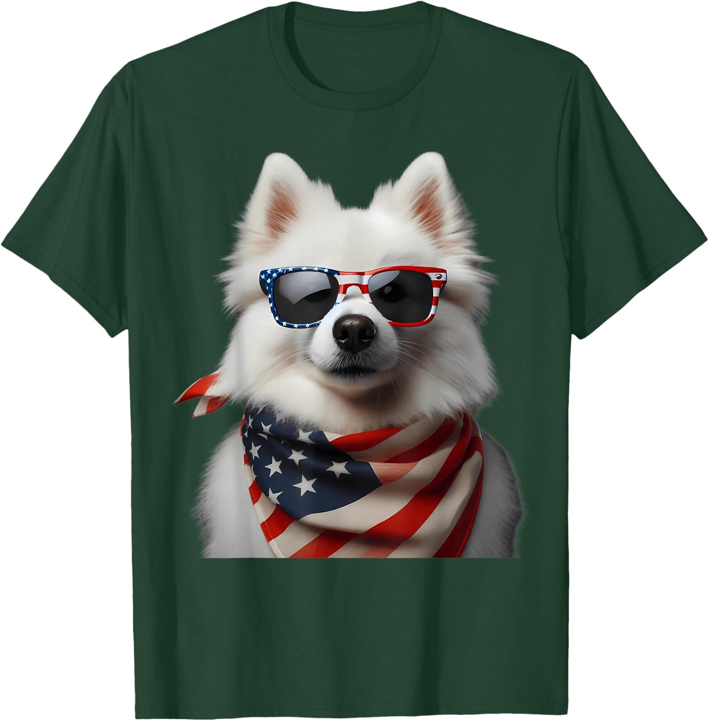 American Eskimo Dog 4th Of July American Independence Day T-Shirt - T-Shirt | Forest