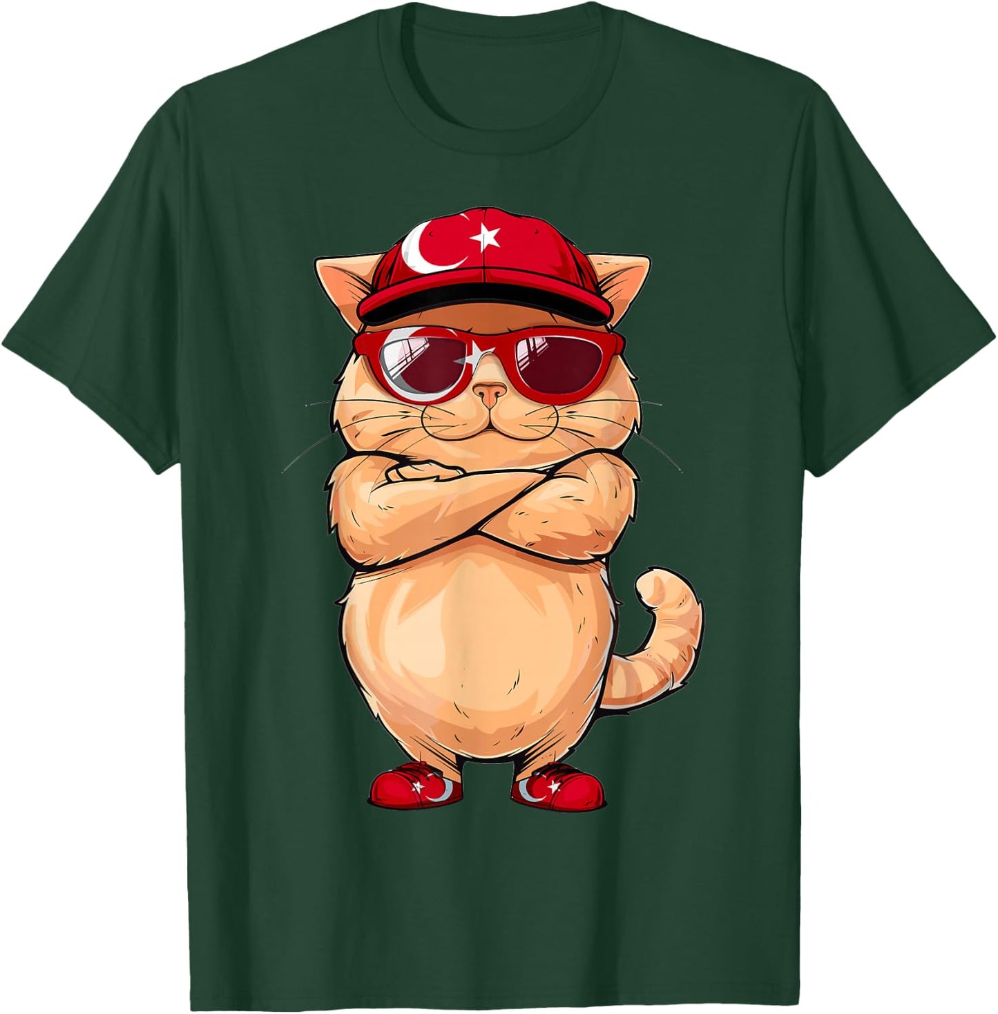 Turkish Flag Cat Mom Souvenirs Products Kitten Turkey T-Shirt - T-Shirt | Forest