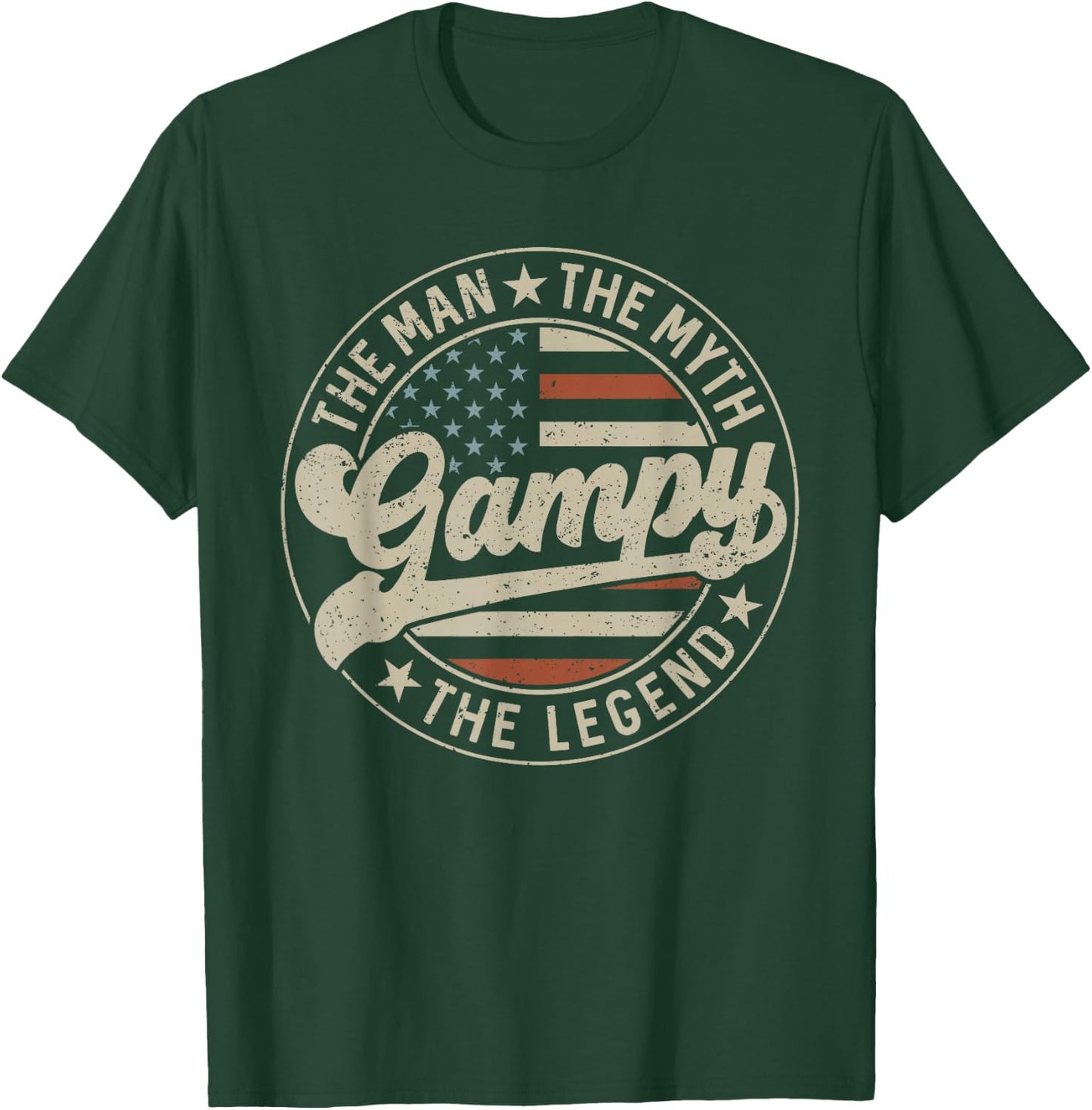 Gampy The Man The Myth The Legend Us Flag Father's Day T-Shirt - T-Shirt | Forest