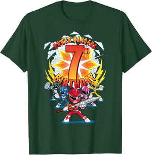 Power Rangers Awesome 7th Birthday Mini Action Shot T-Shirt - T-Shirt | Forest