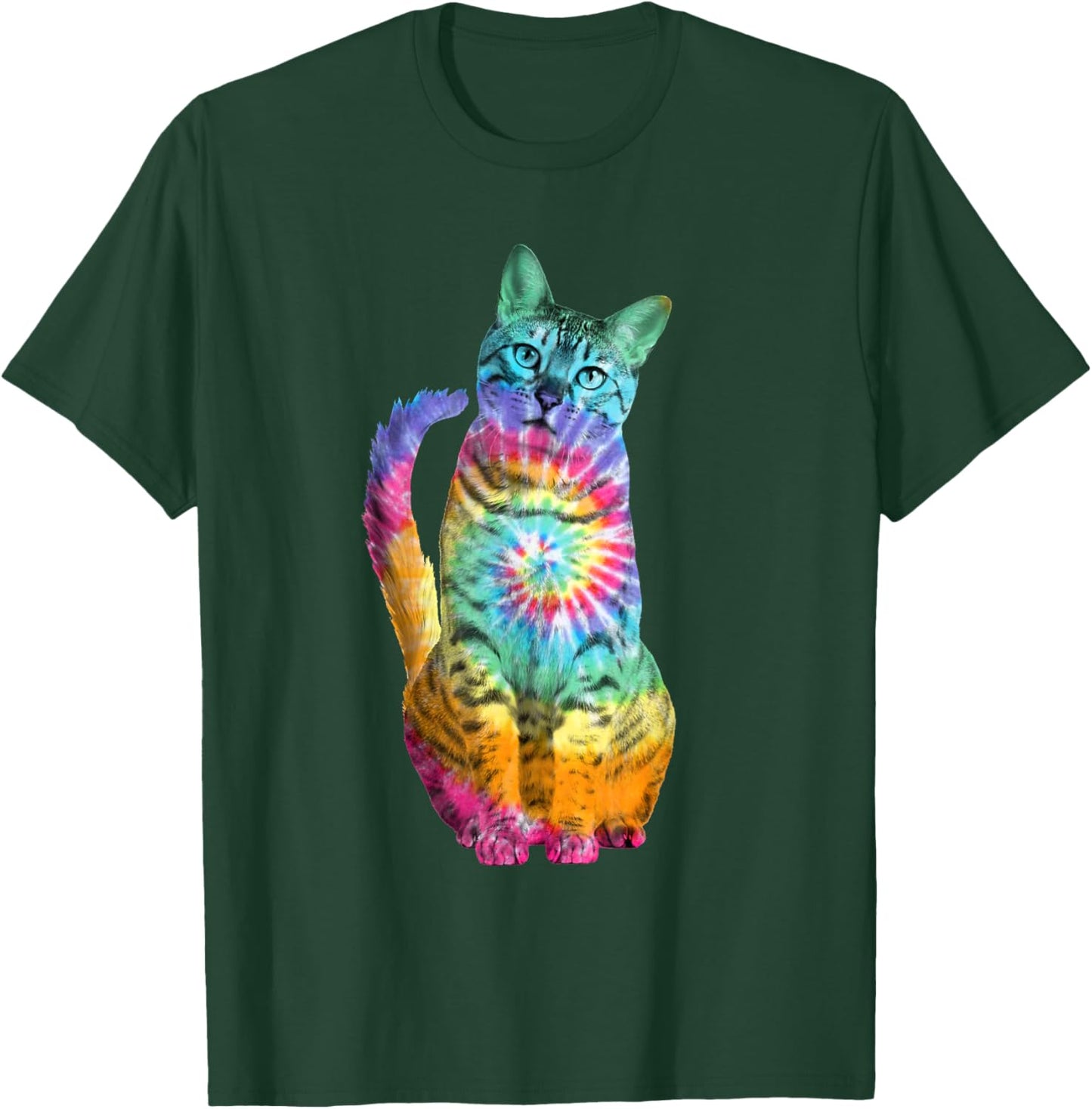 Tie Dye Cat Women Girls Kids T-Shirt - T-Shirt | Forest