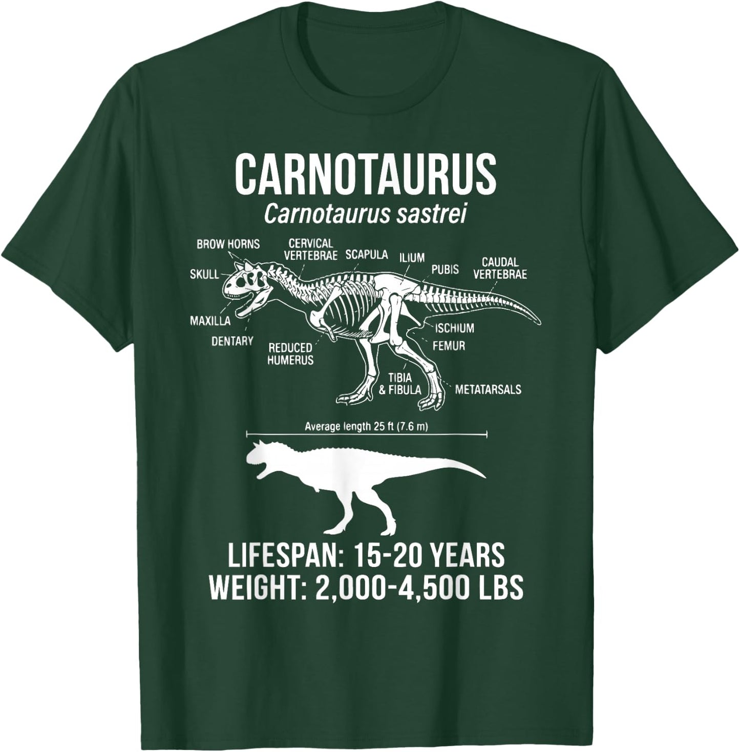 Carnotaurus Diagram Paleontology T-Shirt - T-Shirt | Forest