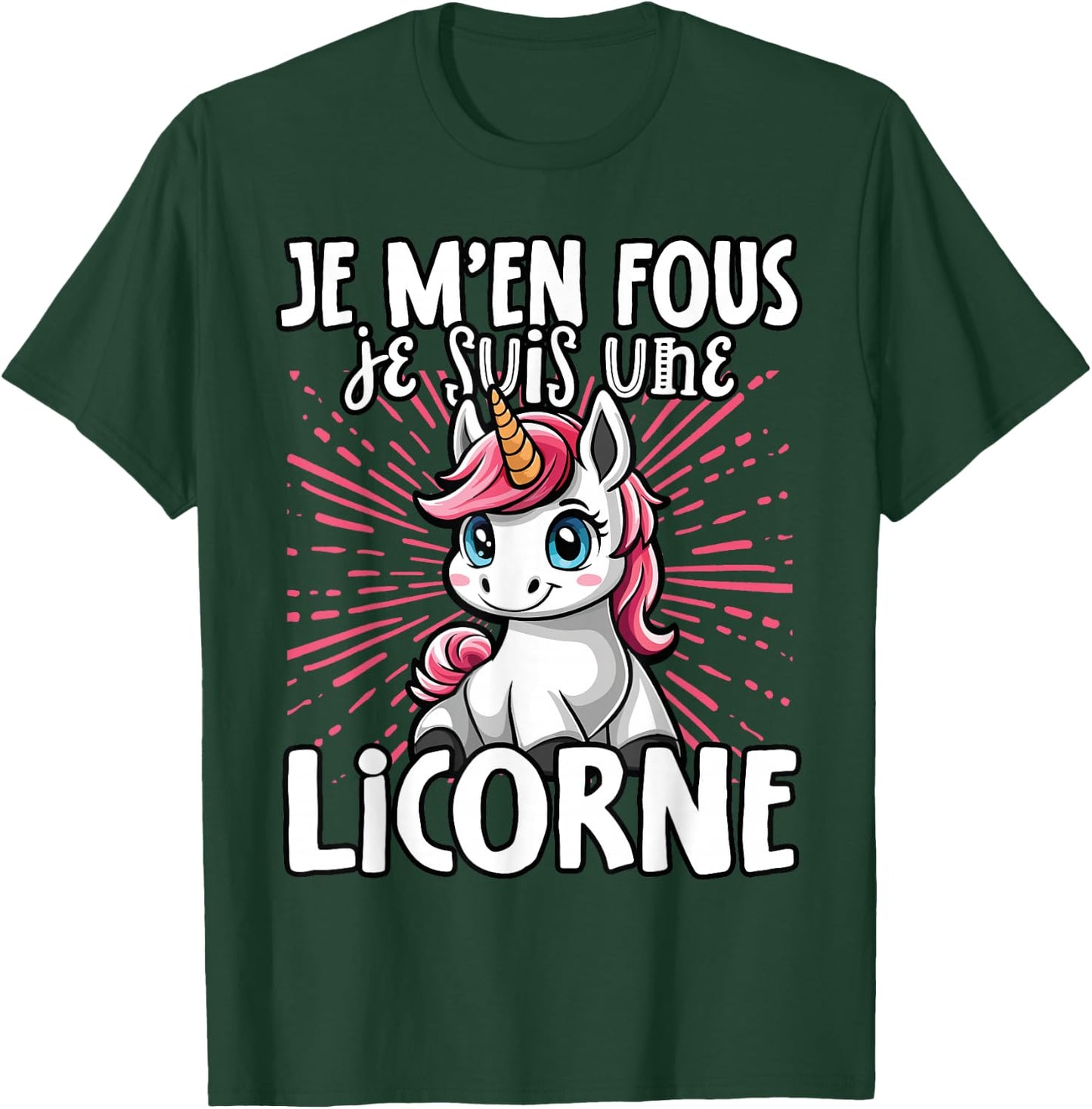 Je M'en Fous Je Suis Une Unicorn Soft , Black, S T-Shirt - T-Shirt | Forest