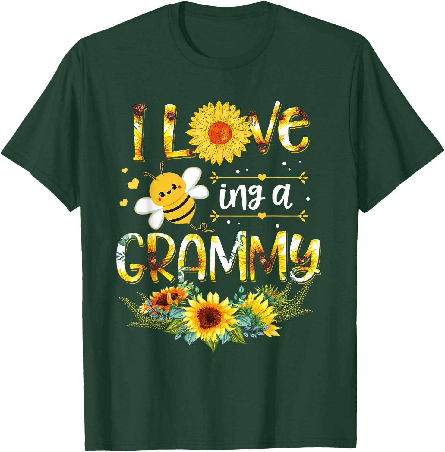 I Love Being A Grammy Sunflower Bee Mother's Day T-Shirt - T-Shirt | Forest