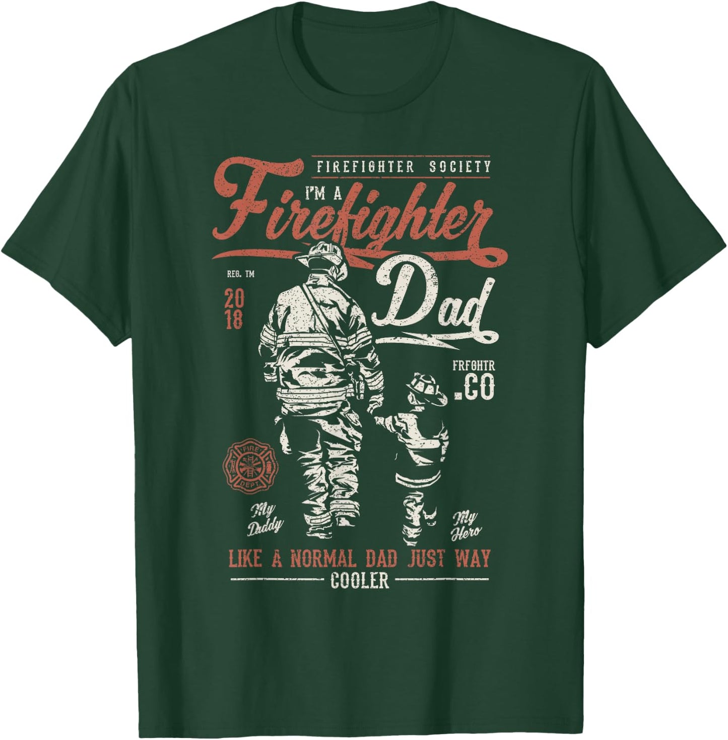 Distressed Firefighter Dad Fathers Day Fireman T-Shirt - T-Shirt | Forest