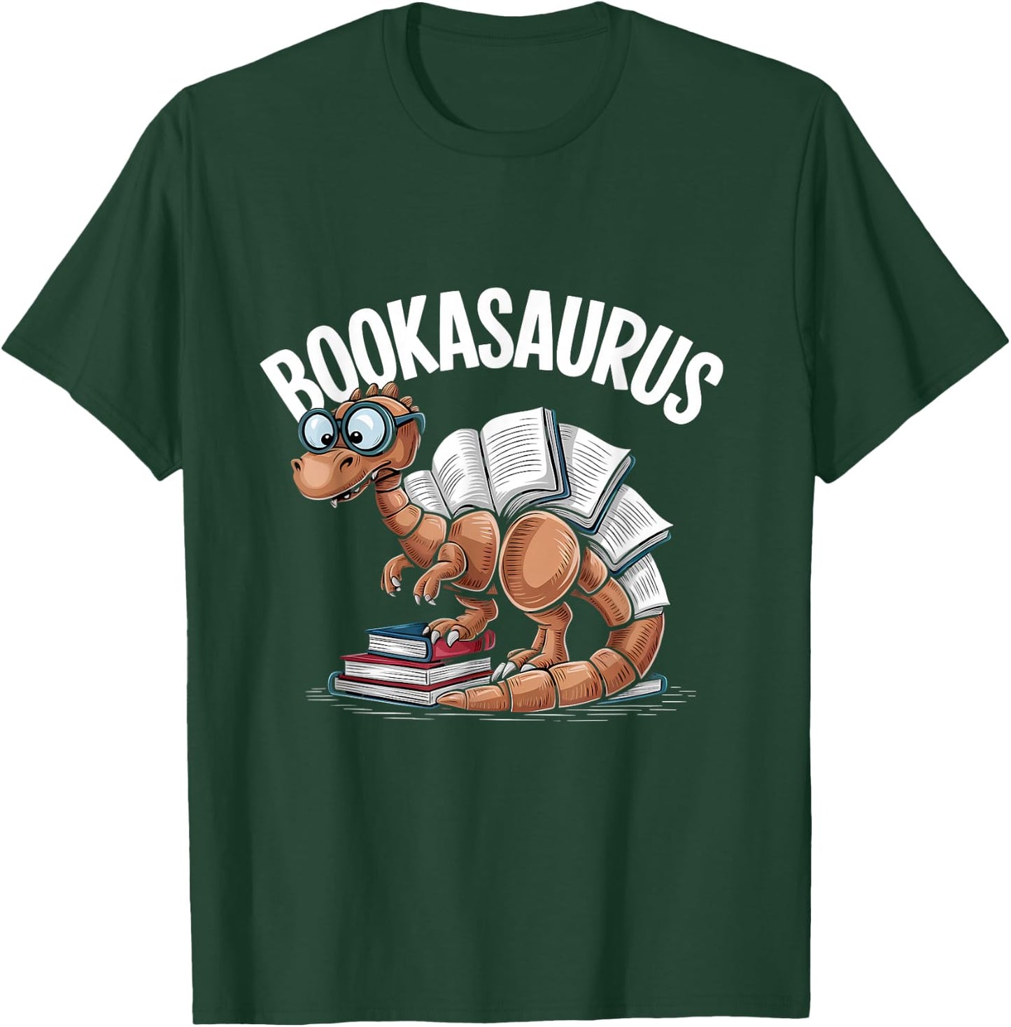 Book Dinosaur T-Rex Bookworm Dino Funny Book Reading T-Shirt - T-Shirt | Forest