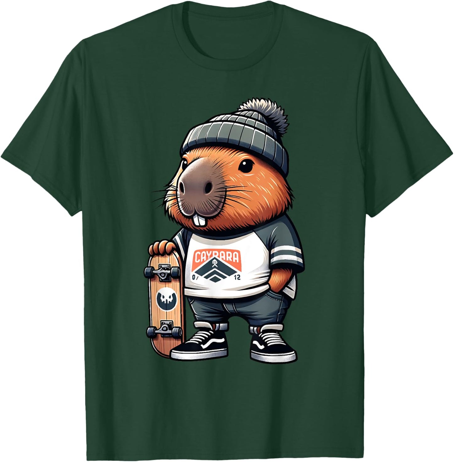 Funny Capybara Skater Skateboard Hip Hop Men Women Kids T-Shirt - T-Shirt | Forest