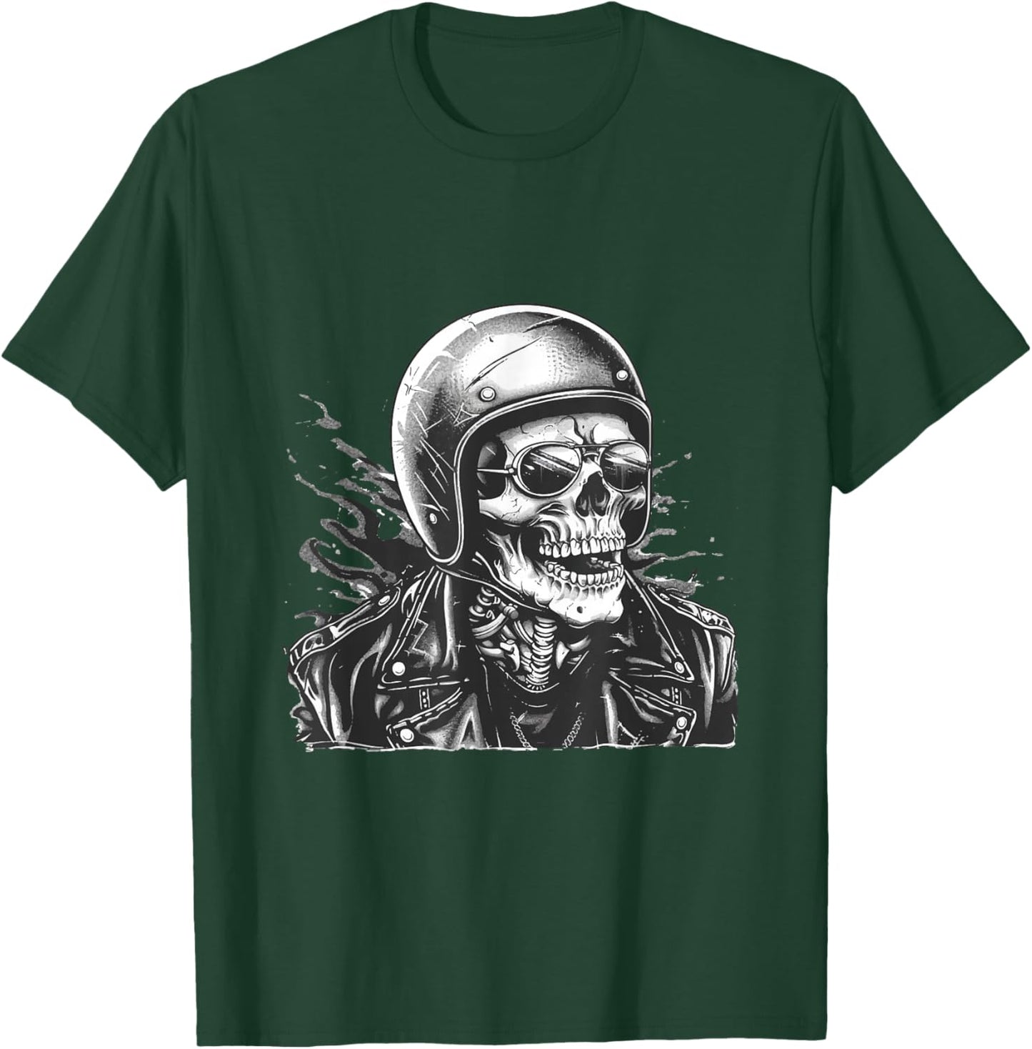 Skeleton Skull Biker Rocker Skull Punk Rock T-Shirt - T-Shirt | Forest