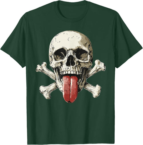 Modern Skull, Tongue Out Pirate Skull , Black, S