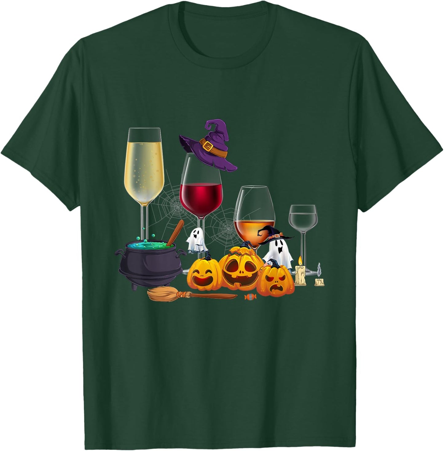Funny Wine Glass Of Witchcraft Witch Happy Halloween Costume T-Shirt - T-Shirt | Forest