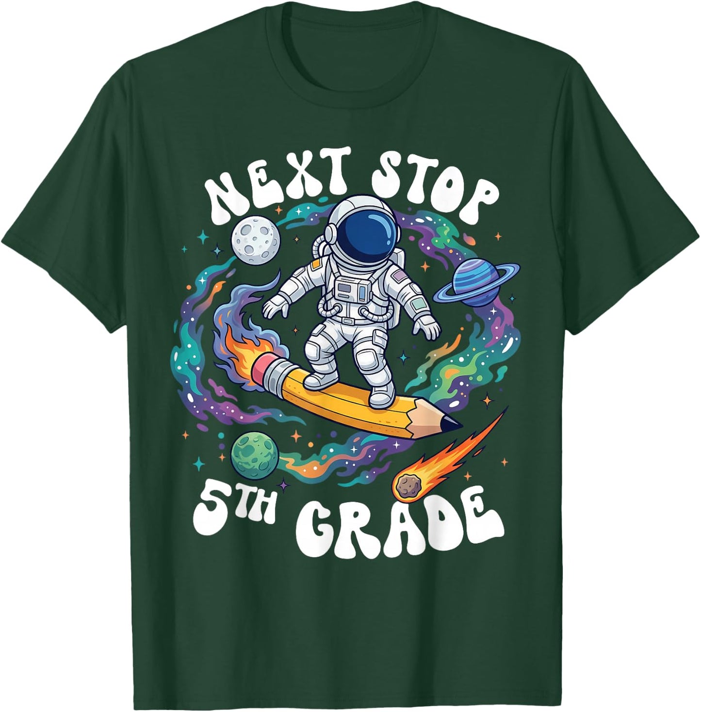 Next Stop 5th Grade School Graduation Astronaut Boy Girl Kid T-Shirt - T-Shirt | Forest