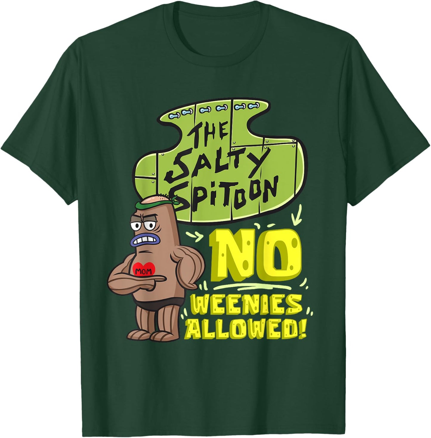 Mademark x SpongeBob SquarePants - Salty Spitoon No Weenies Allowed SpongeBob Gym Bodybuilder T-Shirt - T-Shirt | Forest