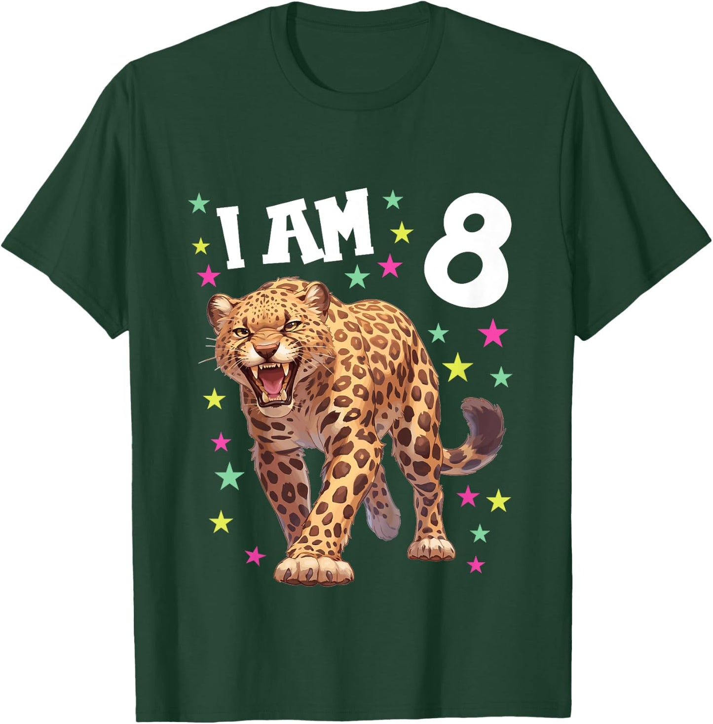 Kids 8 Years Old Leopard 8th Birthday T-Shirt - T-Shirt | Forest