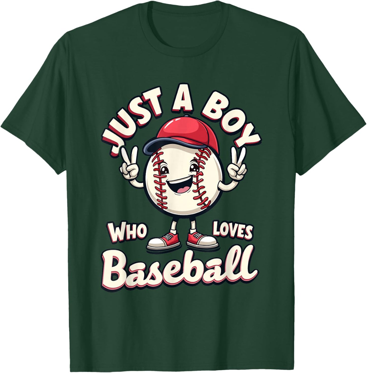 Baseball for Boys, Just A Boy Who Loves Baseball Player T-Shirt - T-Shirt | Forest