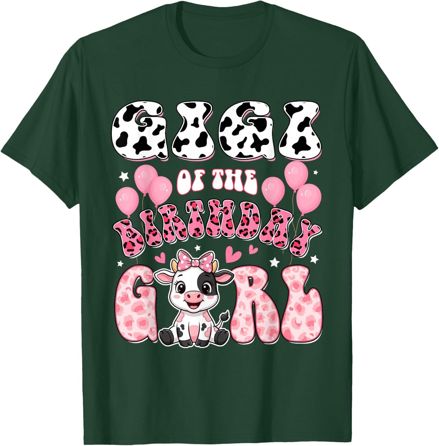 Gigi of The Birthday Girl Cow Farm Family 1St Birthday T-Shirt - T-Shirt | Forest