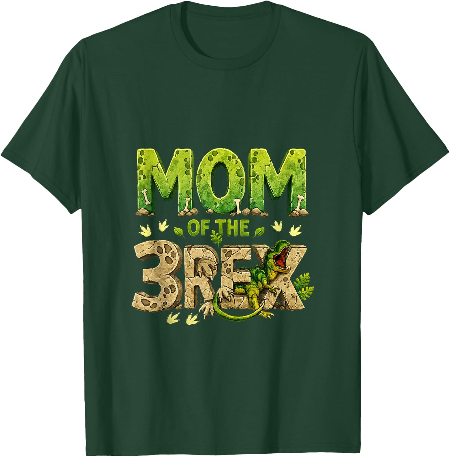 Mom of The Three Rex Birthday Dinosaur Family Matching T-Shirt - T-Shirt | Forest