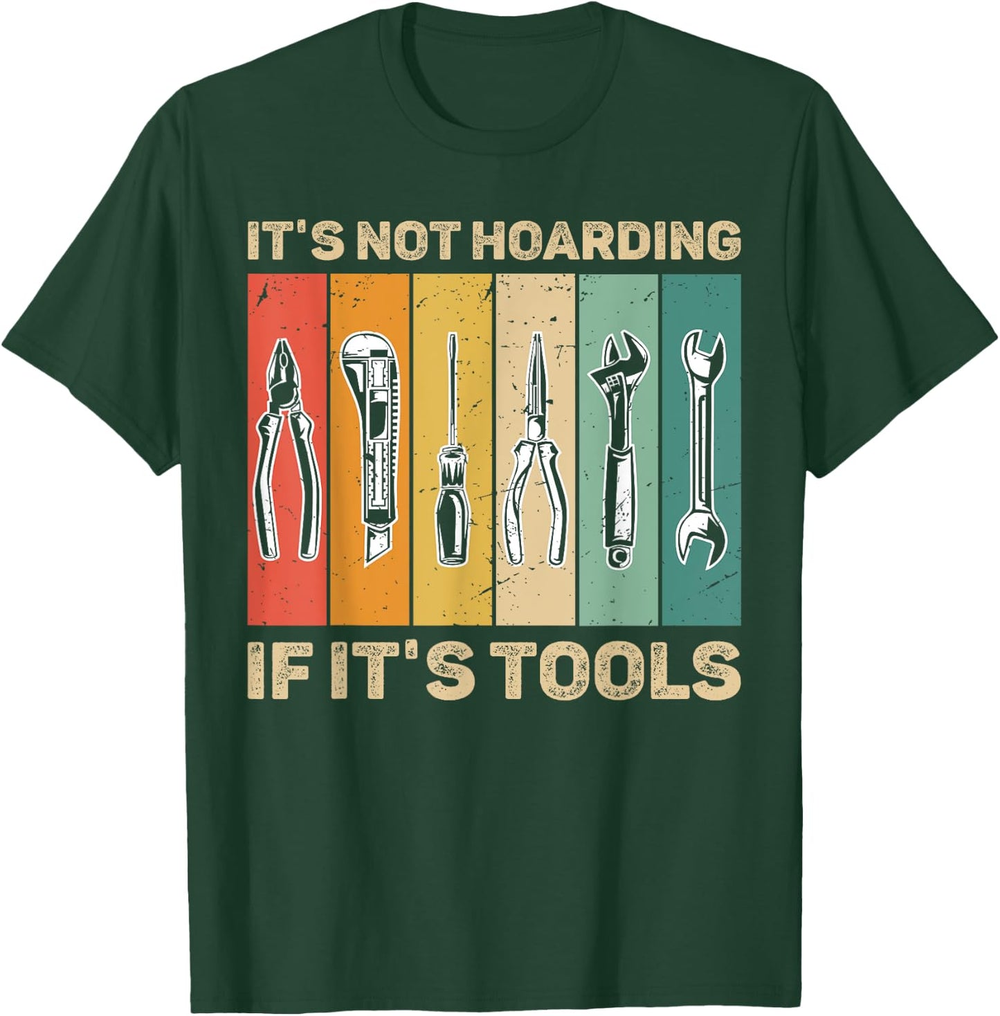 Handyman Vintage US Flag It's Not Hoarding If It's Tools T-Shirt - T-Shirt | Forest