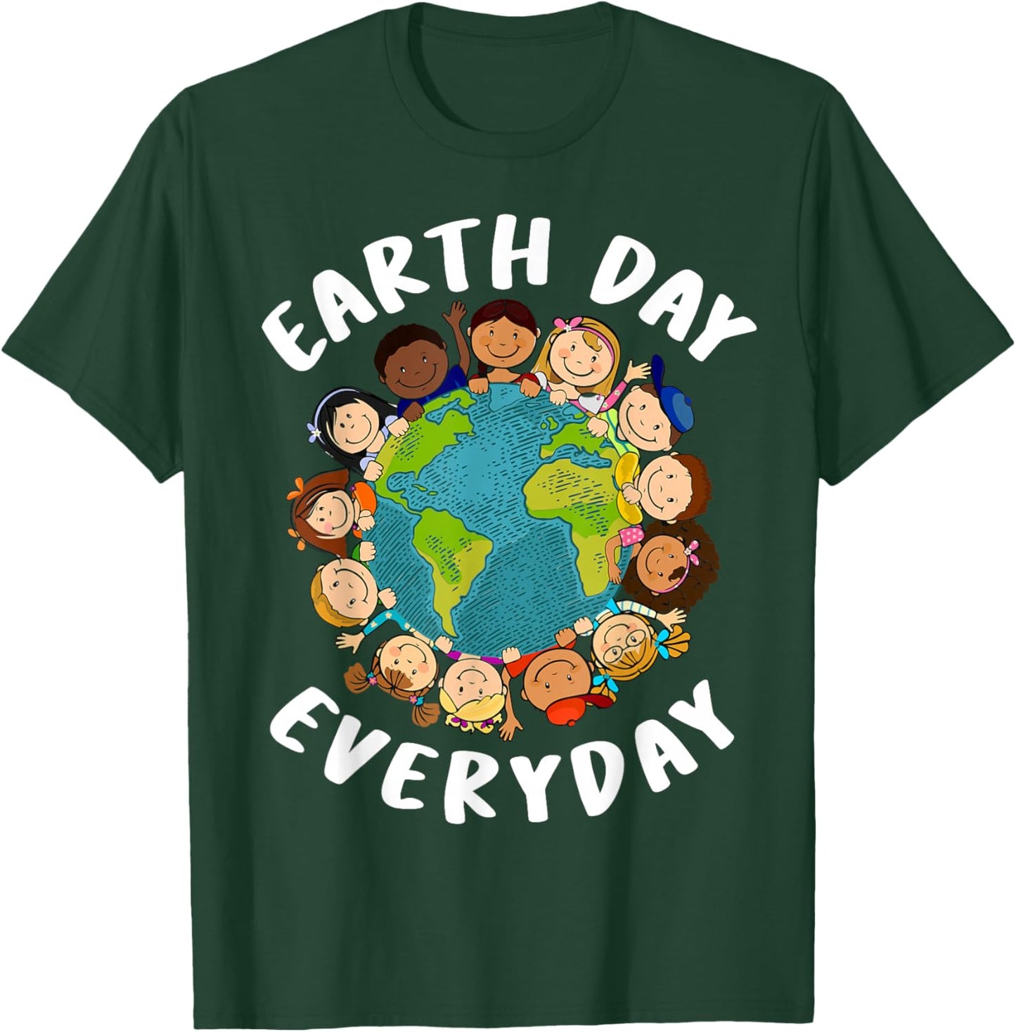 Earth Day Everyday Kids Girl Toddler Cute Earth Day T-Shirt - T-Shirt | Forest