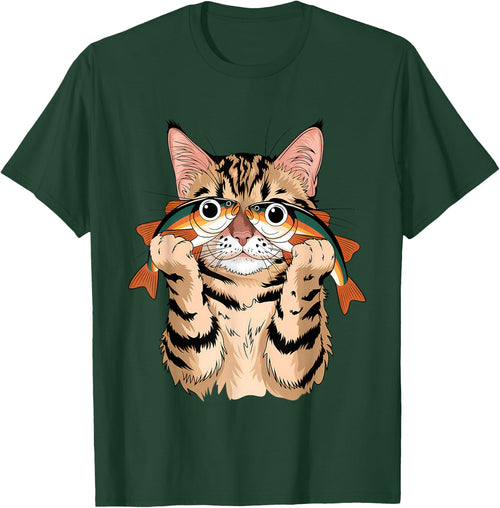 Retro Cute Cat Fish Art Eyes Fish Kitten Catfish Meow Funny