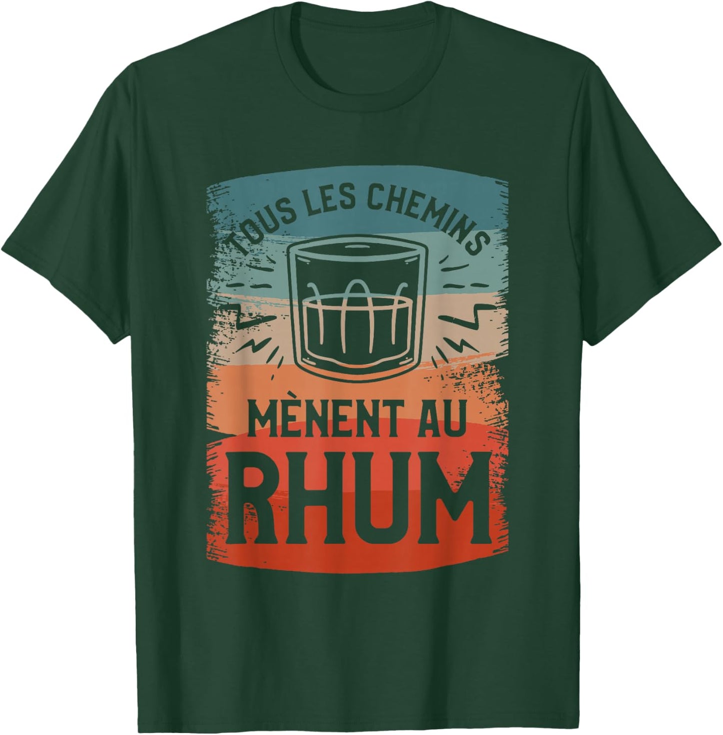 All Paths Lead To Rum Festive Atmosphere , Black, S T-Shirt - T-Shirt | Forest