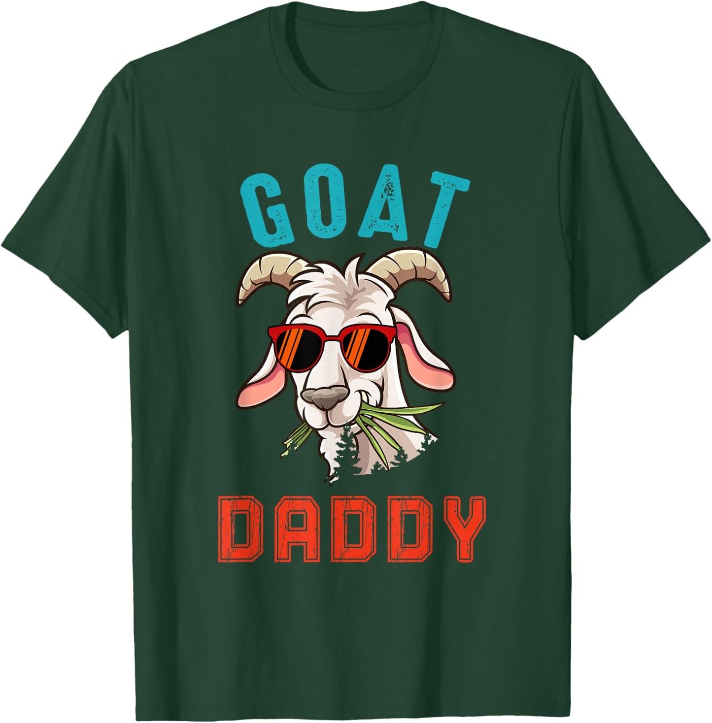 Vintage Goat Funny Daddy Cute Goat Sunglasses Farmer Family T-Shirt - T-Shirt | Forest