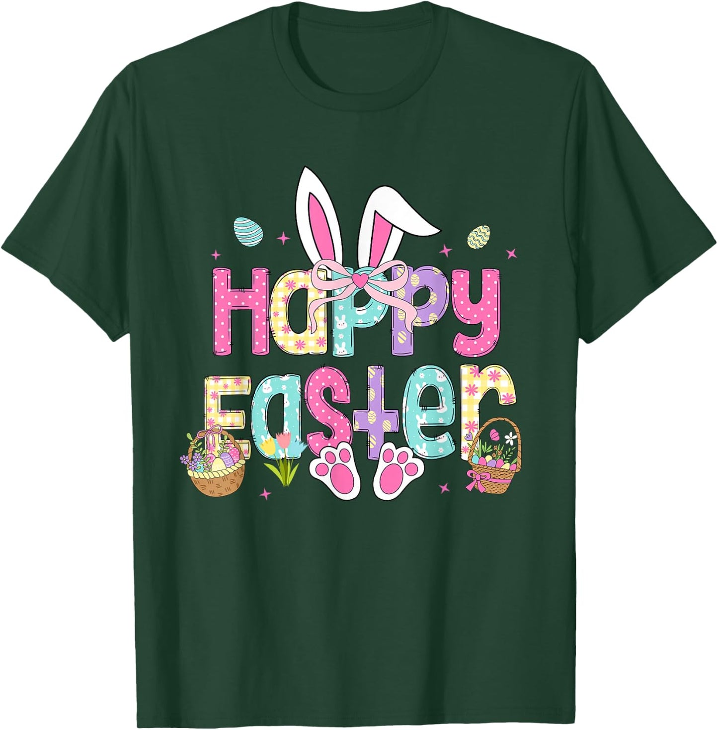 Happy Easter Cute Bunny Rabbit Easter Day Women Girls T-Shirt - T-Shirt | Forest