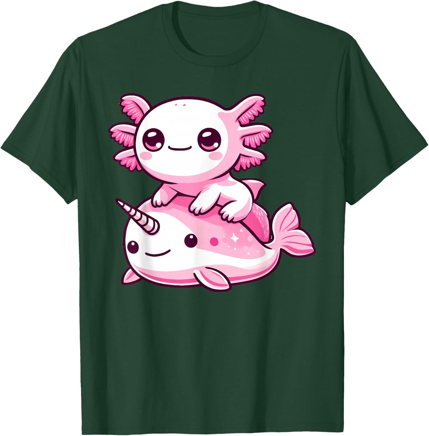 Anime Kawaii Axolotl Narwhal T-Shirt - T-Shirt | Forest