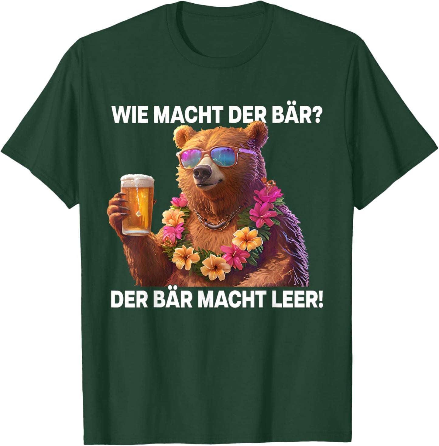 with German Text "Wie machcht der BÄR?" - Der BÄR macht Empty Bears Beer Bear, black T-Shirt - T-Shirt | Forest