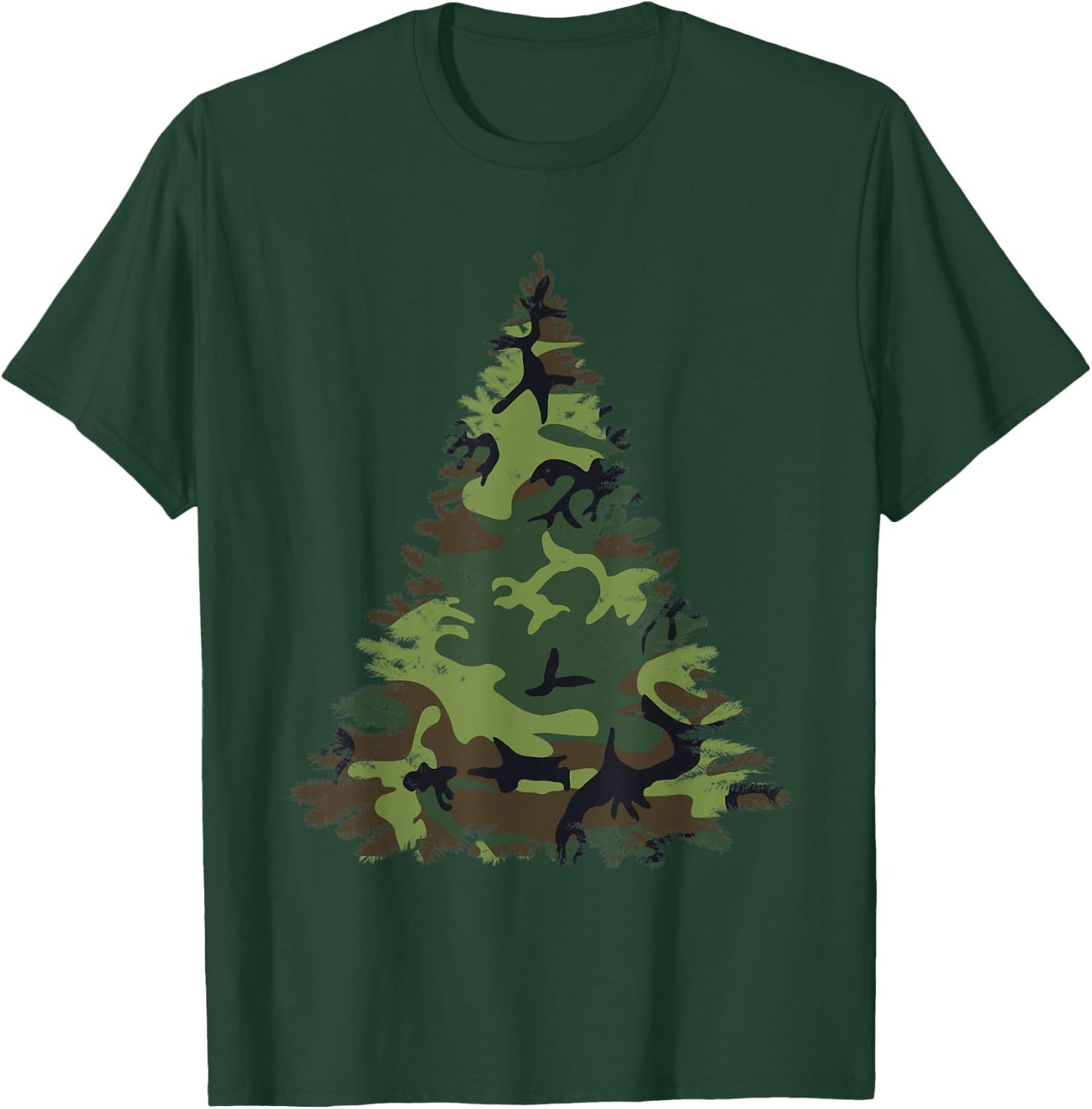 Camo Christmas Tree Camouflage Tree Shirt Veteran T-Shirt - T-Shirt | Forest