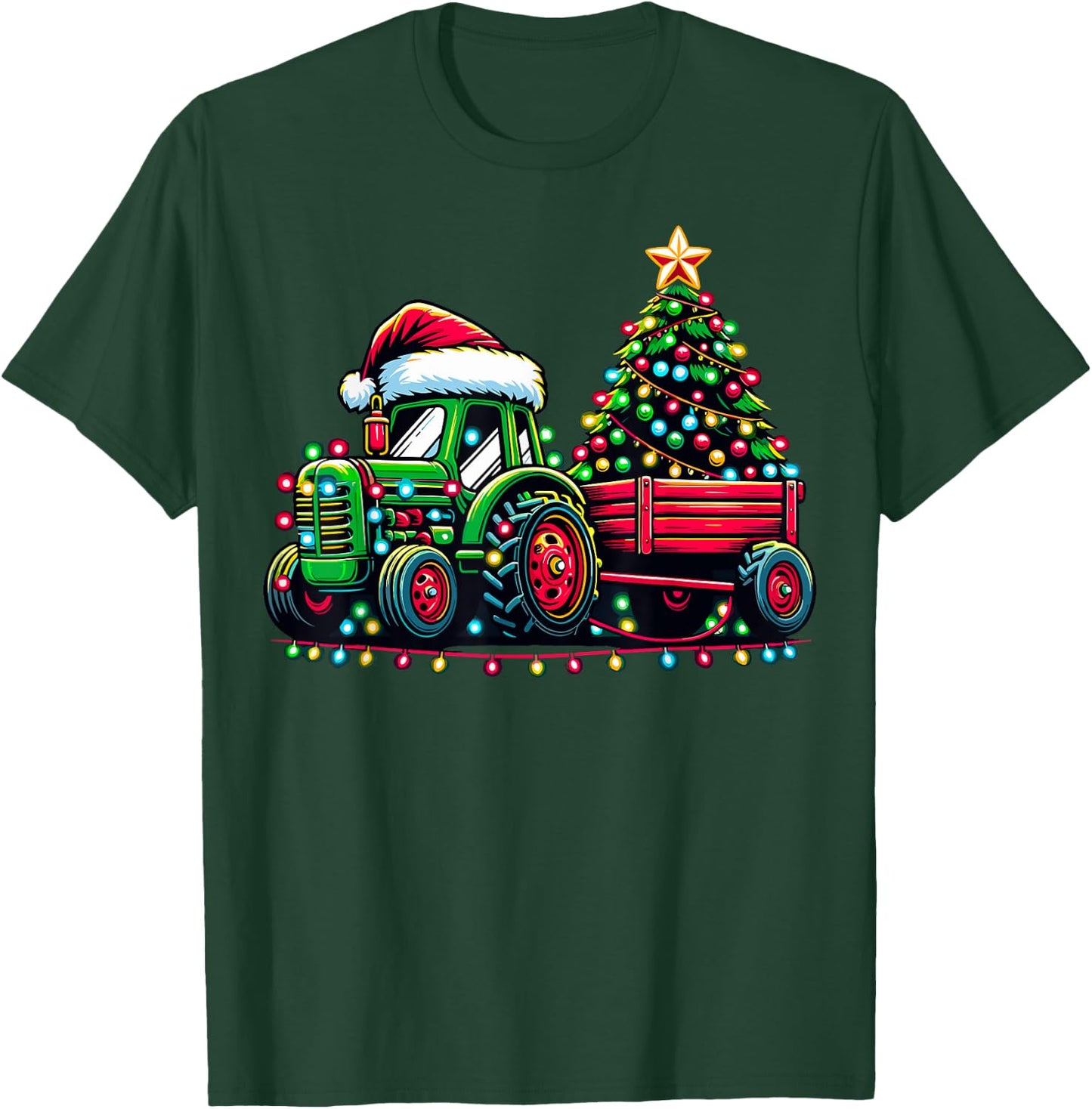 Christmas Tractor Boys Santa Xmas Farm Truck T-Shirt - T-Shirt | Forest