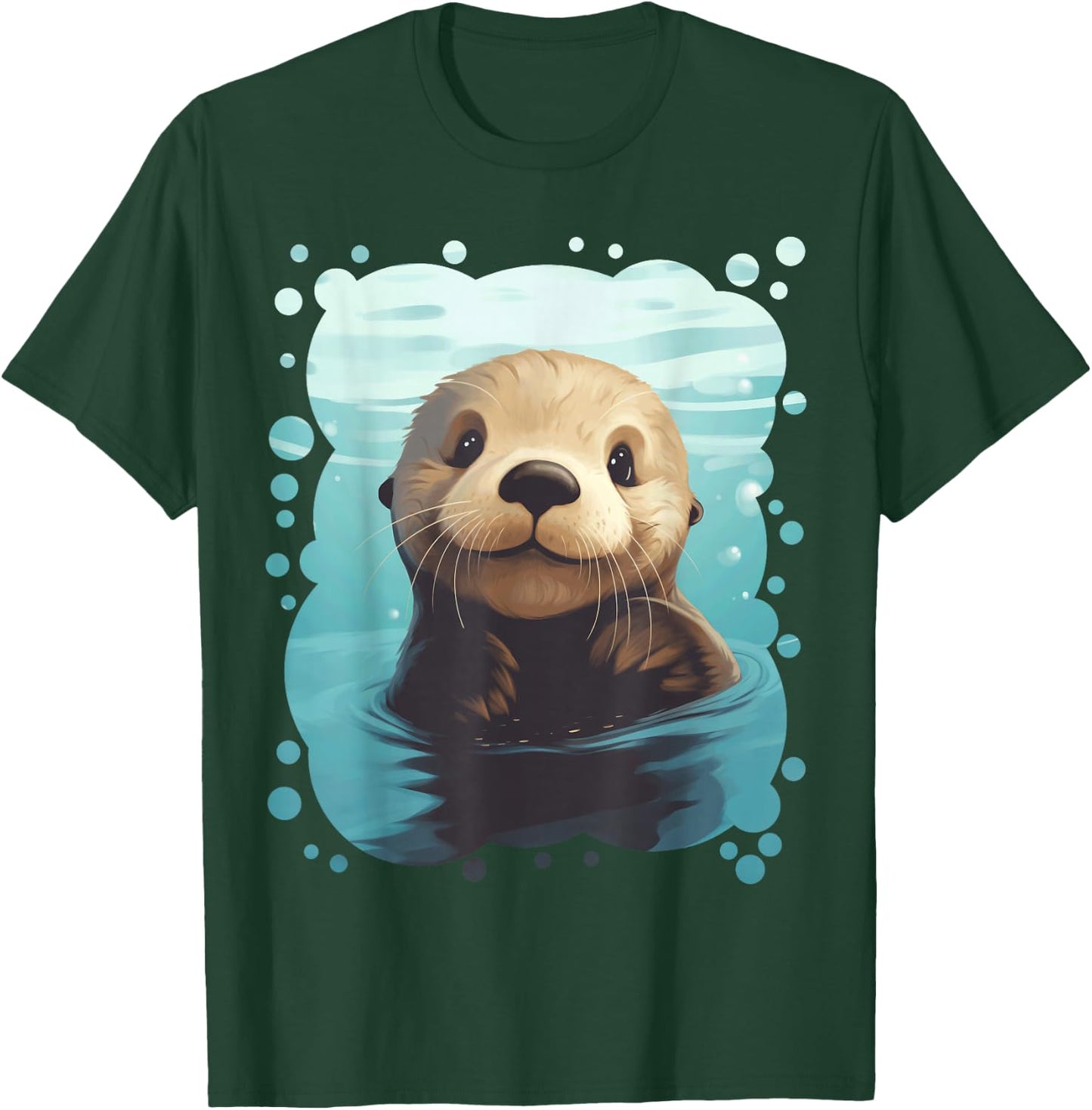 Cute Cartoon Sea Otter Animal Nature Lovers Graphic T-Shirt - T-Shirt | Forest