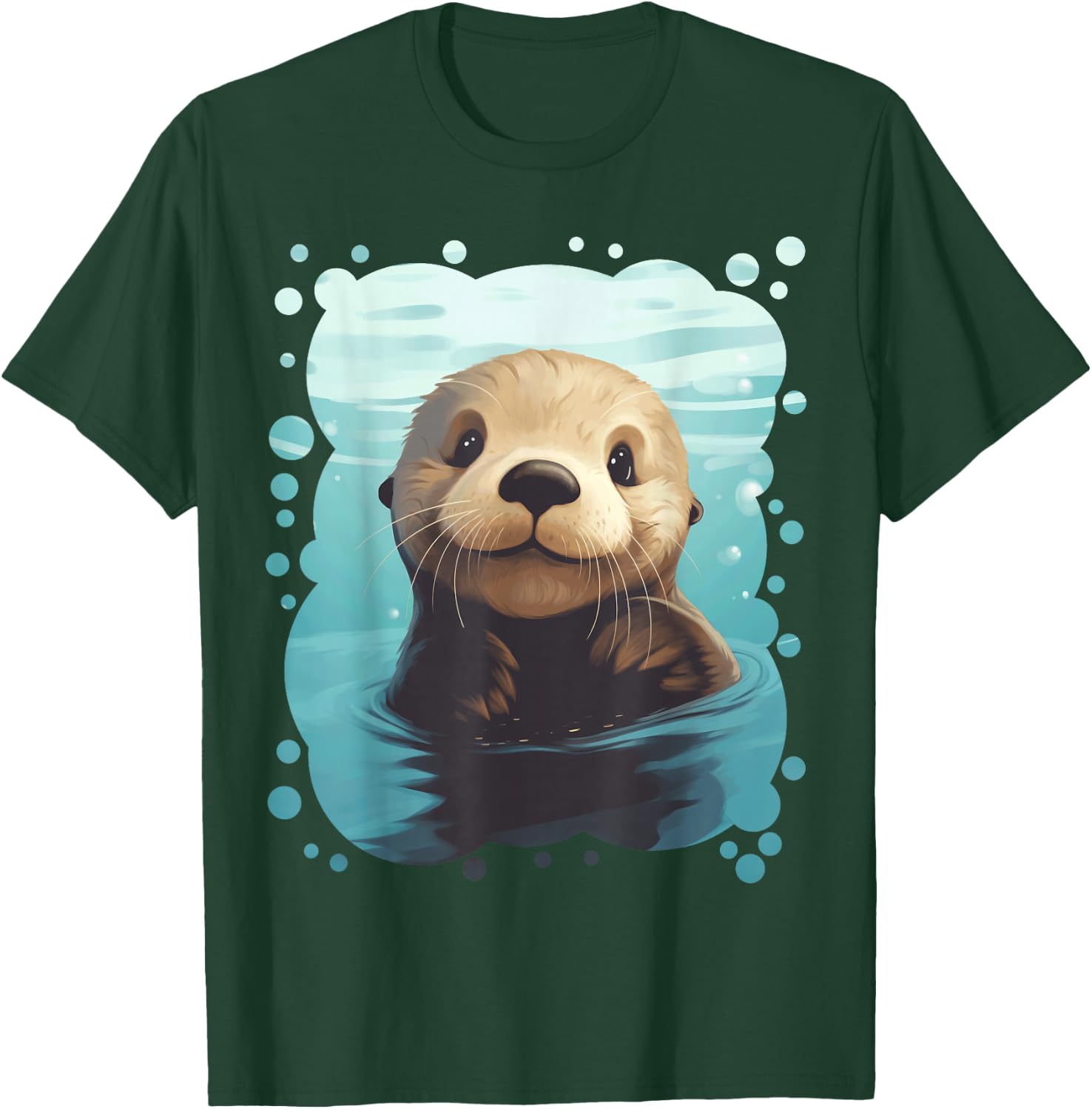Cute Cartoon Sea Otter Animal Nature Lovers Graphic T-Shirt - T-Shirt | Forest