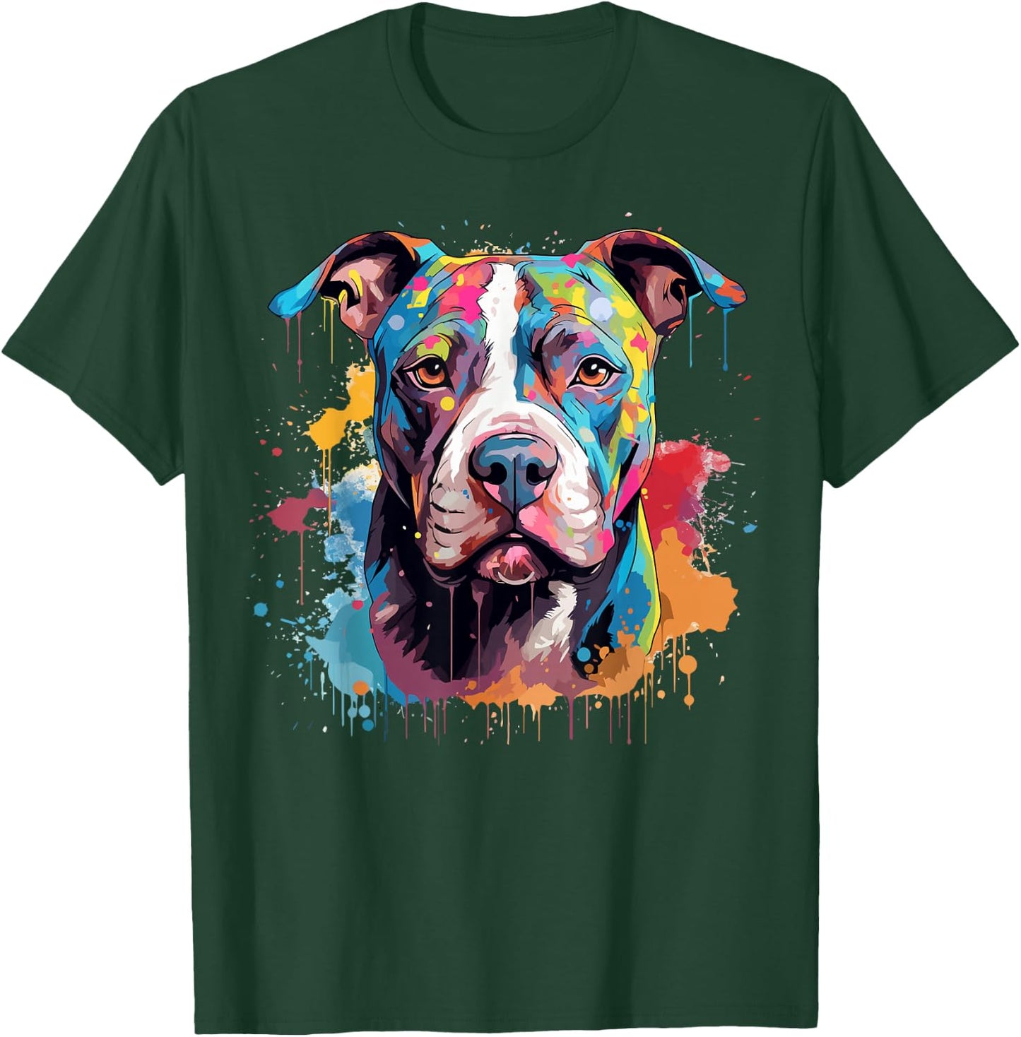 Colorful Splash Art Pitbull Dog T-Shirt - T-Shirt | Forest