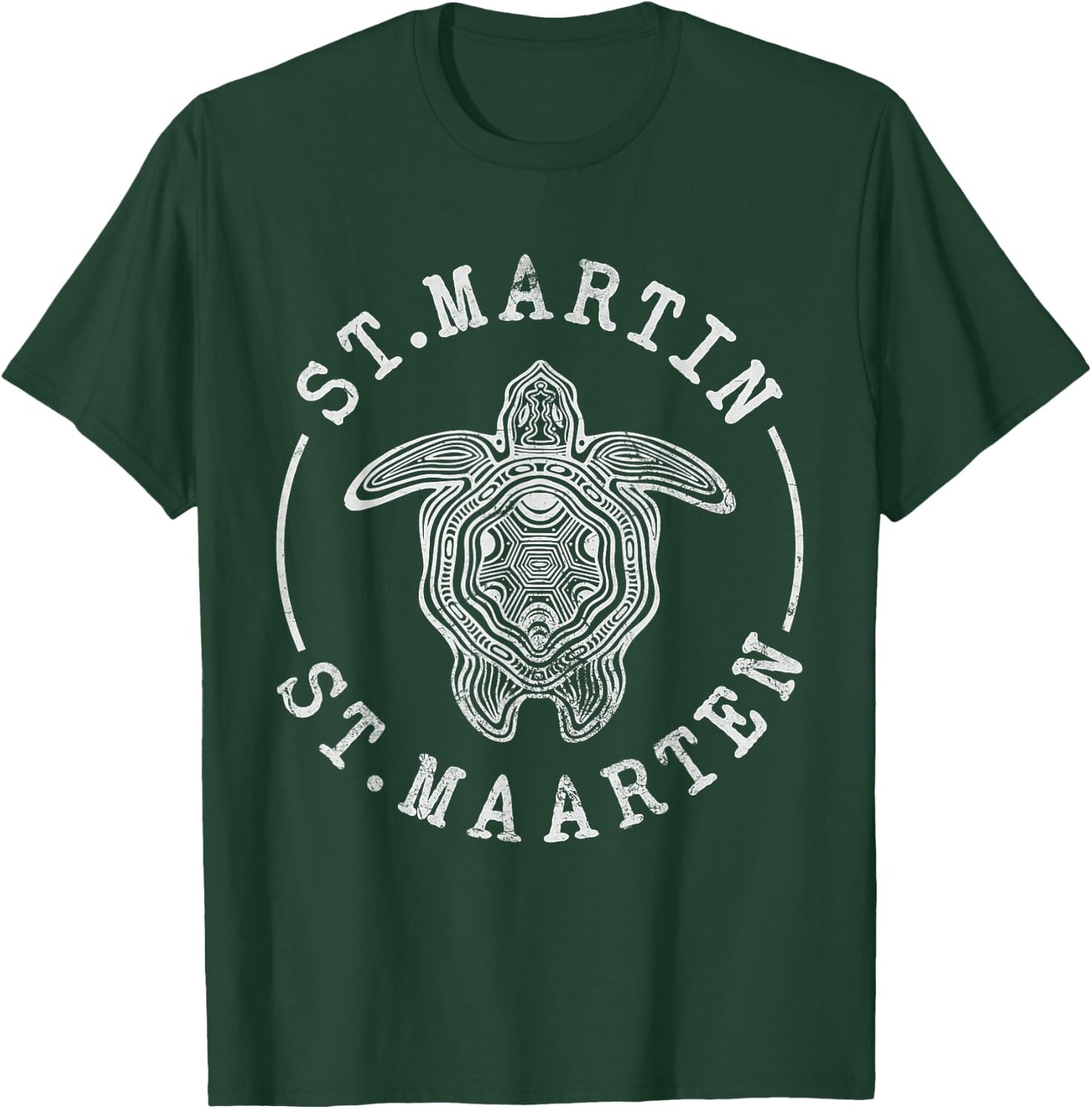 St. Martin St Maarten Turtle Caribbean Beach Vacation Grunge T-Shirt - T-Shirt | Forest