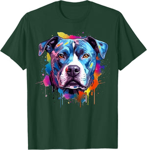 Colorful Pitbull Dog Splash Art T-Shirt - T-Shirt | Forest