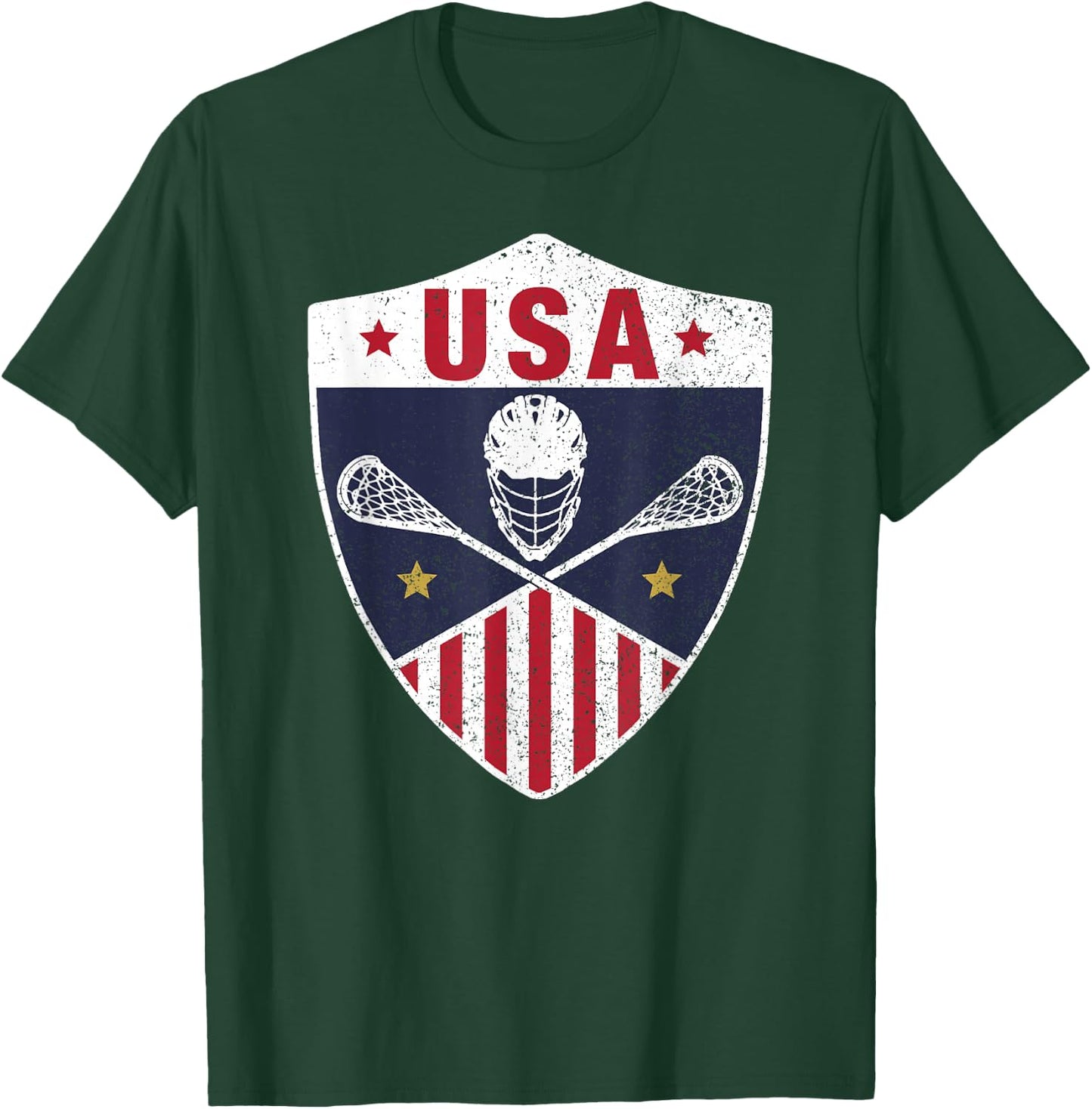 Retro America Lacrosse I Proud USA Lax Player Jersey T-Shirt - T-Shirt | Forest
