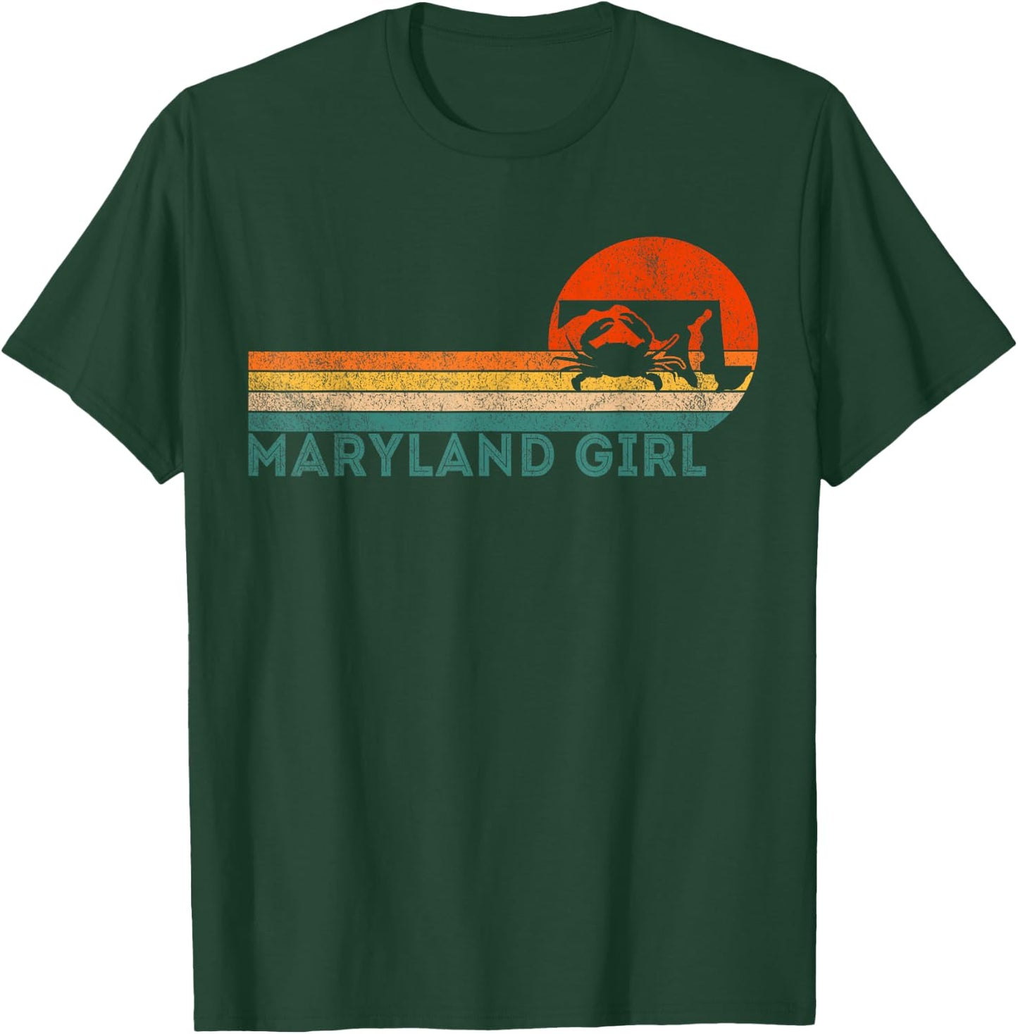 Maryland Girl Maryland Crab Maryland Blue Crab Retro T-Shirt - T-Shirt | Forest