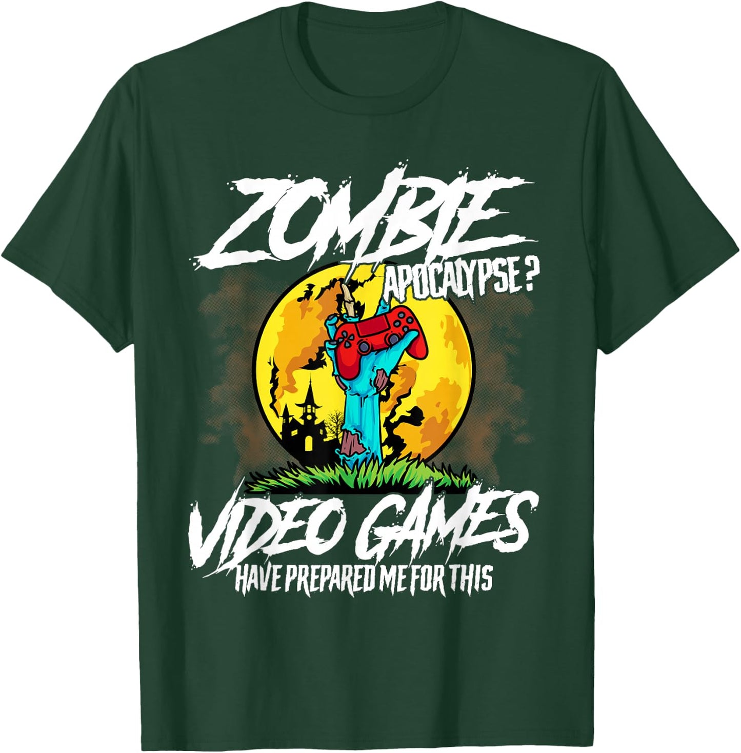 Zombie Apocalypse Gamer Funny Halloween Video Games Lover T-Shirt - T-Shirt | Forest
