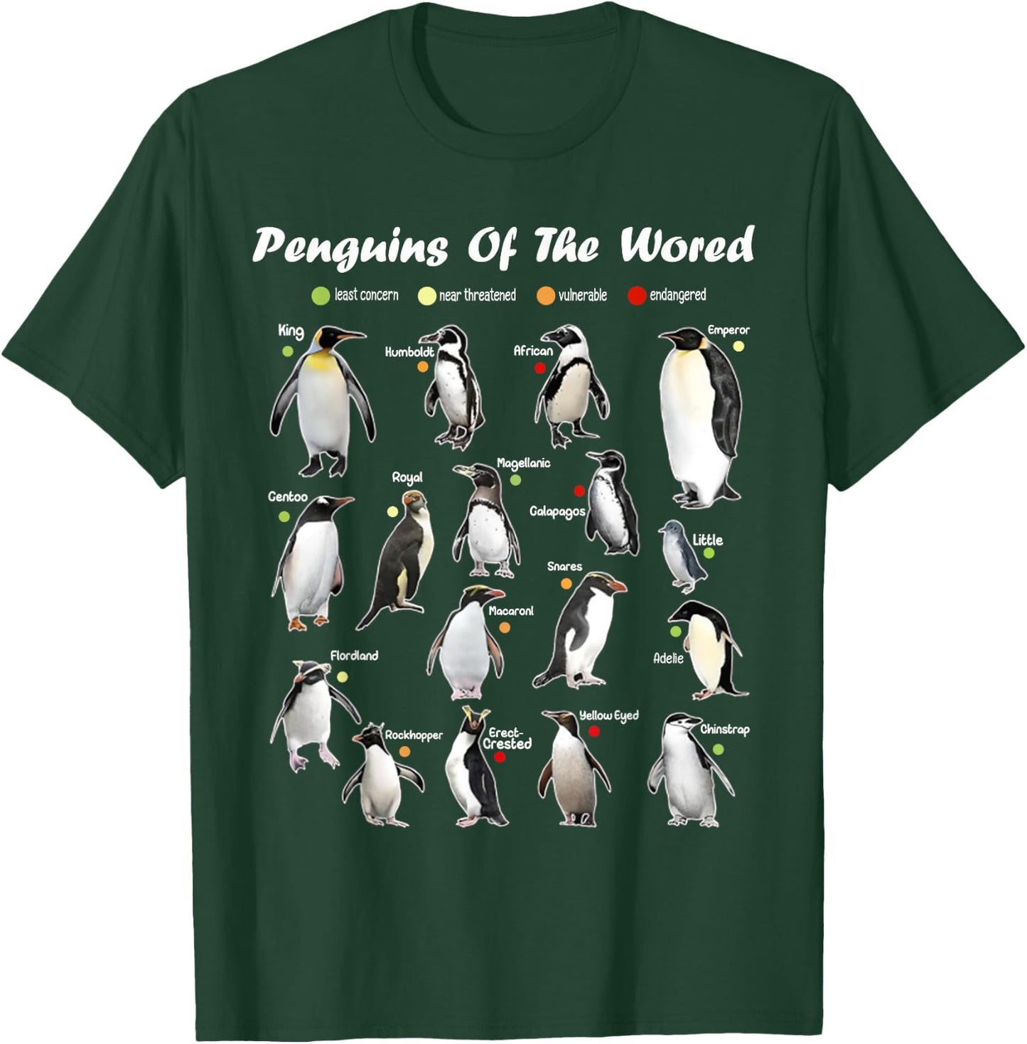 Funny Animals Graphic Penguins of the World Penguin Lover T-Shirt - T-Shirt | Forest
